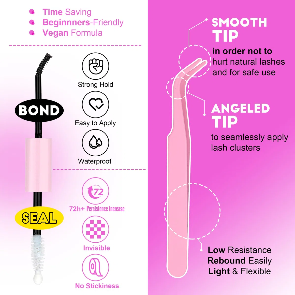 Pawotence Kit di extension per ciglia fai da te, 280 pezzi, 9-16 mm, 30D, 40D, kit di ciglia singole con fissante, sigillante, pinzette per ciglia, per uso personale (30D e 40D, 0,07D, 9-16 mm, kit)