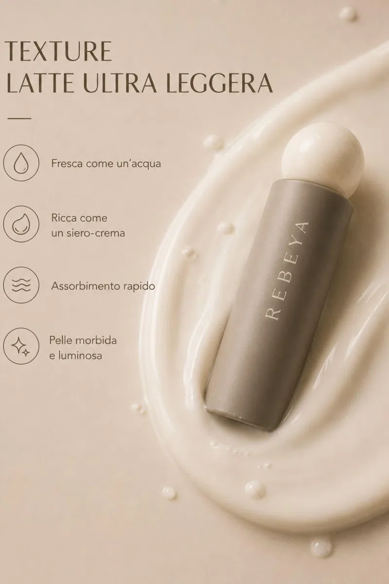 REBEYA ELISIR LIBRE - Milky toner viso illuminante e idratante con acido ialuronico - tonico viso latte leggero energizzante antiossidante face toner effetto glow pelle luminosa e morbida