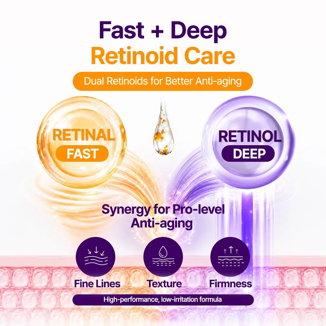 PURITO Retinol + Retinal Serum with NAD, Shake-Activated PM Firming Booster Night Serum, 2000ppm Dual Retinoids, Helps Improve Fine Lines, Wrinkles, Firmness & Uneven Skin, 30ml, 1.01 fl.oz