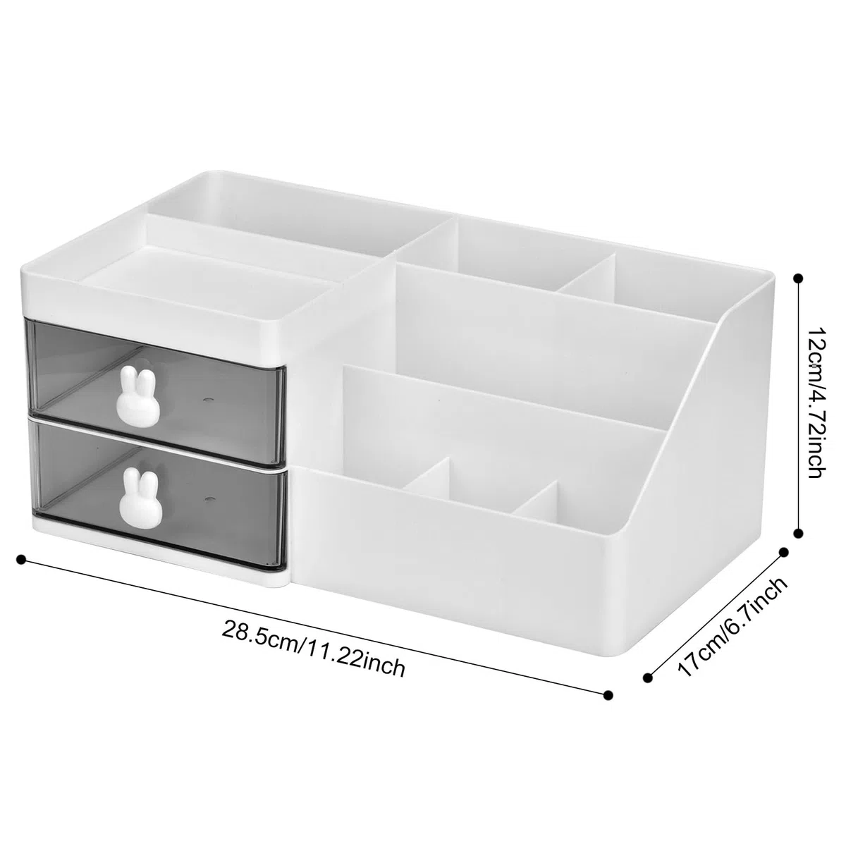 Organizer per Trucchi Grande Organizer per Trucco con 2 cassetti, Scatola per Trucco Adatto per Gioielli, spazzole, Rossetto e Creme, con capacità di 7 Scomparti