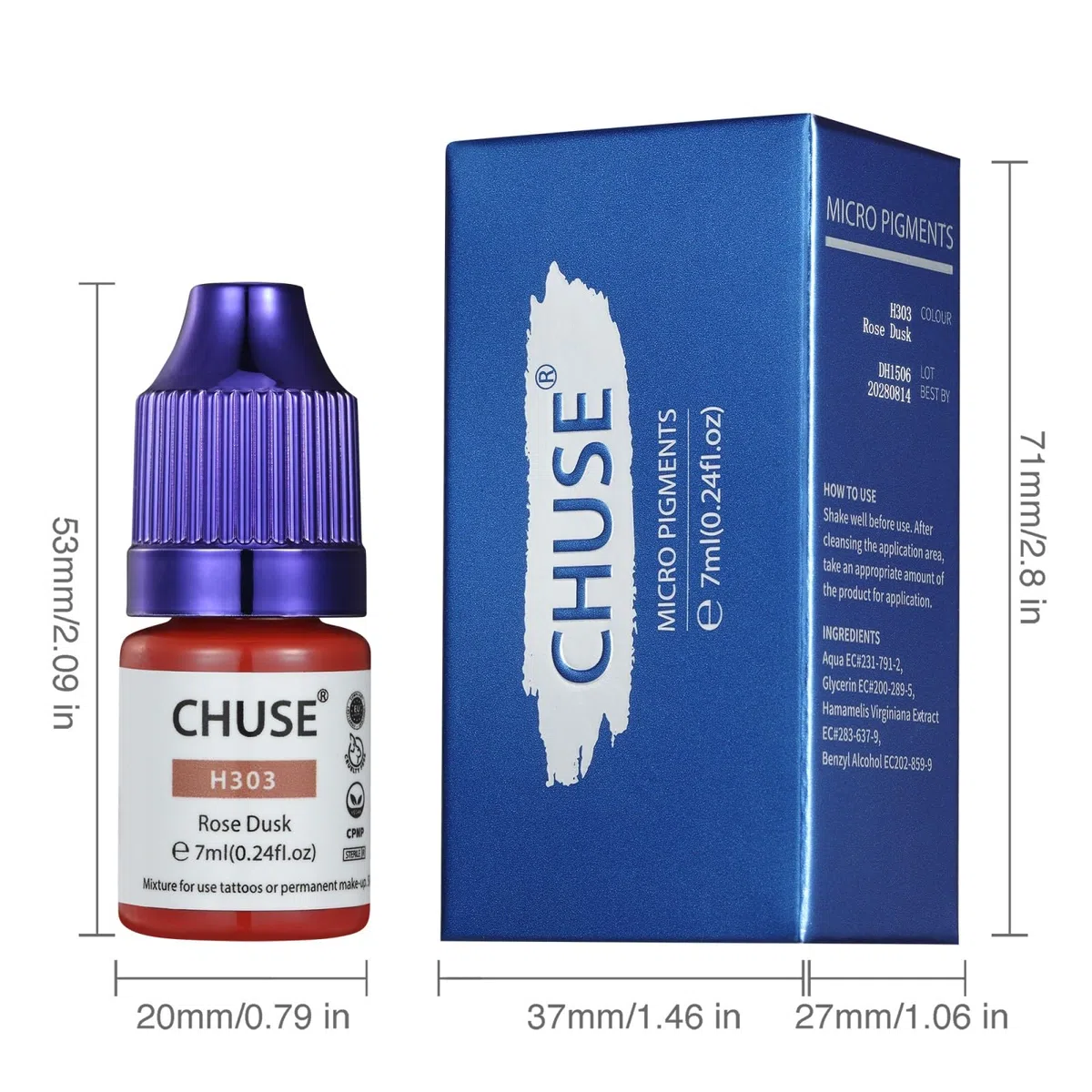 CHUSE PMU H303 - Pigmenti liquidi ibridi per labbra, 7 ml/0,23 once (H303 Rosa Crepuscolo)
