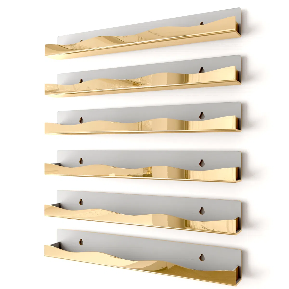 YMVV Organizer da parete per smalti, 38,1 cm, finitura a specchio dorato, per riporre smalti e cosmetici essenziali, espositore multiuso per piccoli spazi, bagno di vanità, confezione da 6