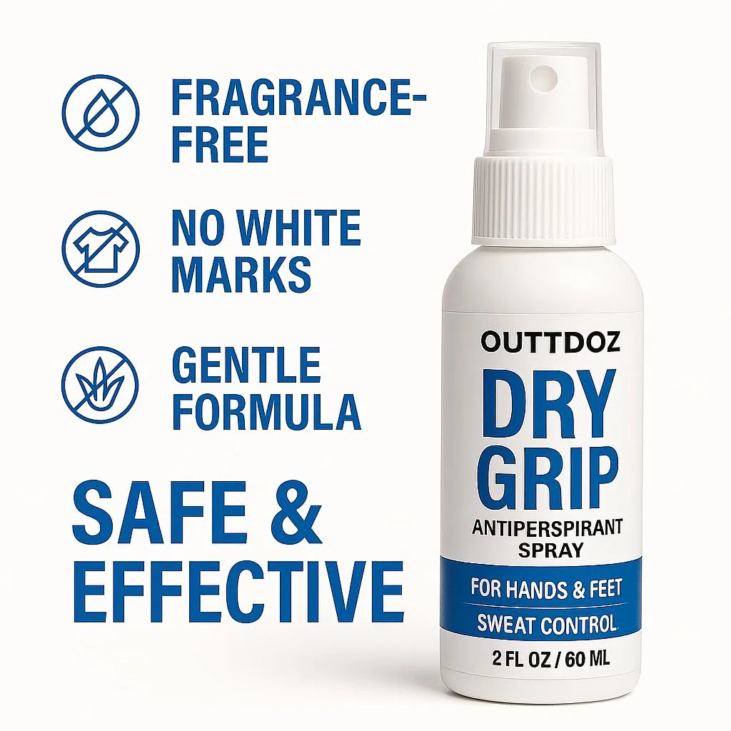 DryGrip Spray antitraspirante per mani e piedi, controllo del sudore extra forte con il 15% di cloruro di alluminio, migliora la presa per arrampicata, ginnastica, sollevamento pesi, danza e sport (1