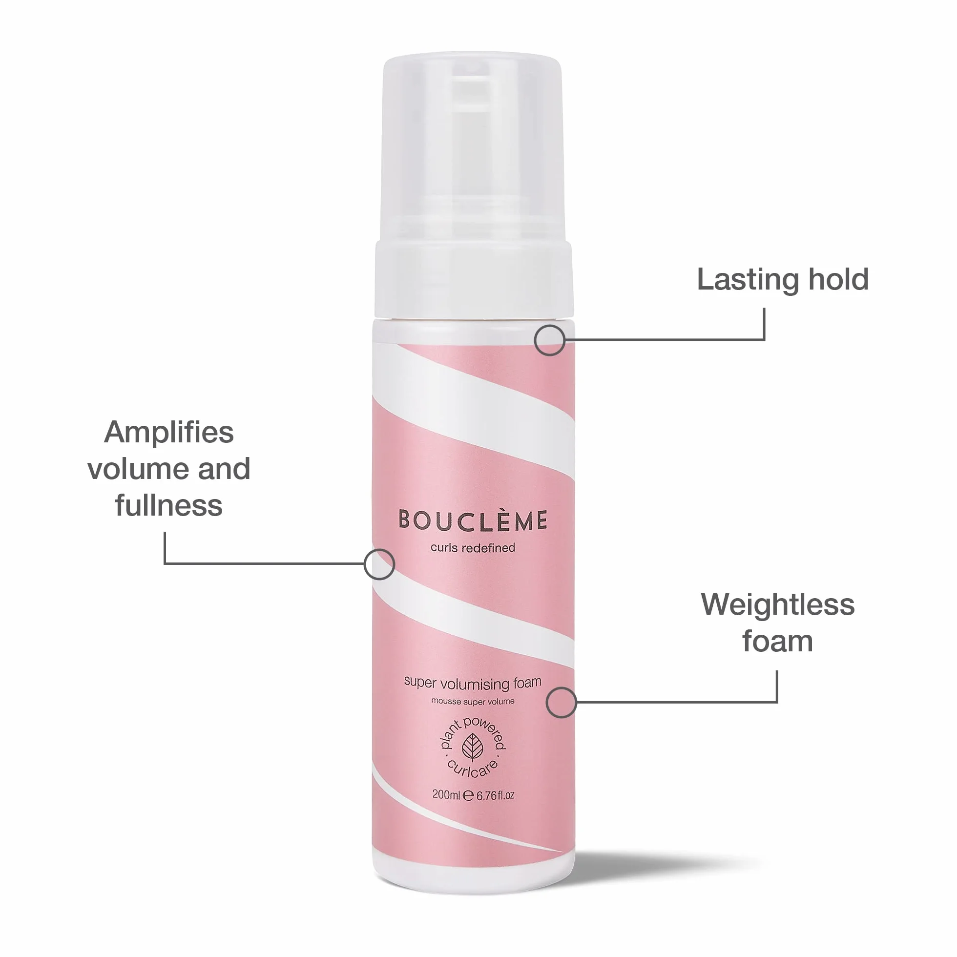 Bouclème - Schiuma Super Volumizzante - Schiuma Styling per Capelli Ricci - 98% Ingredienti Derivati Naturalmente e Vegan - 200ml