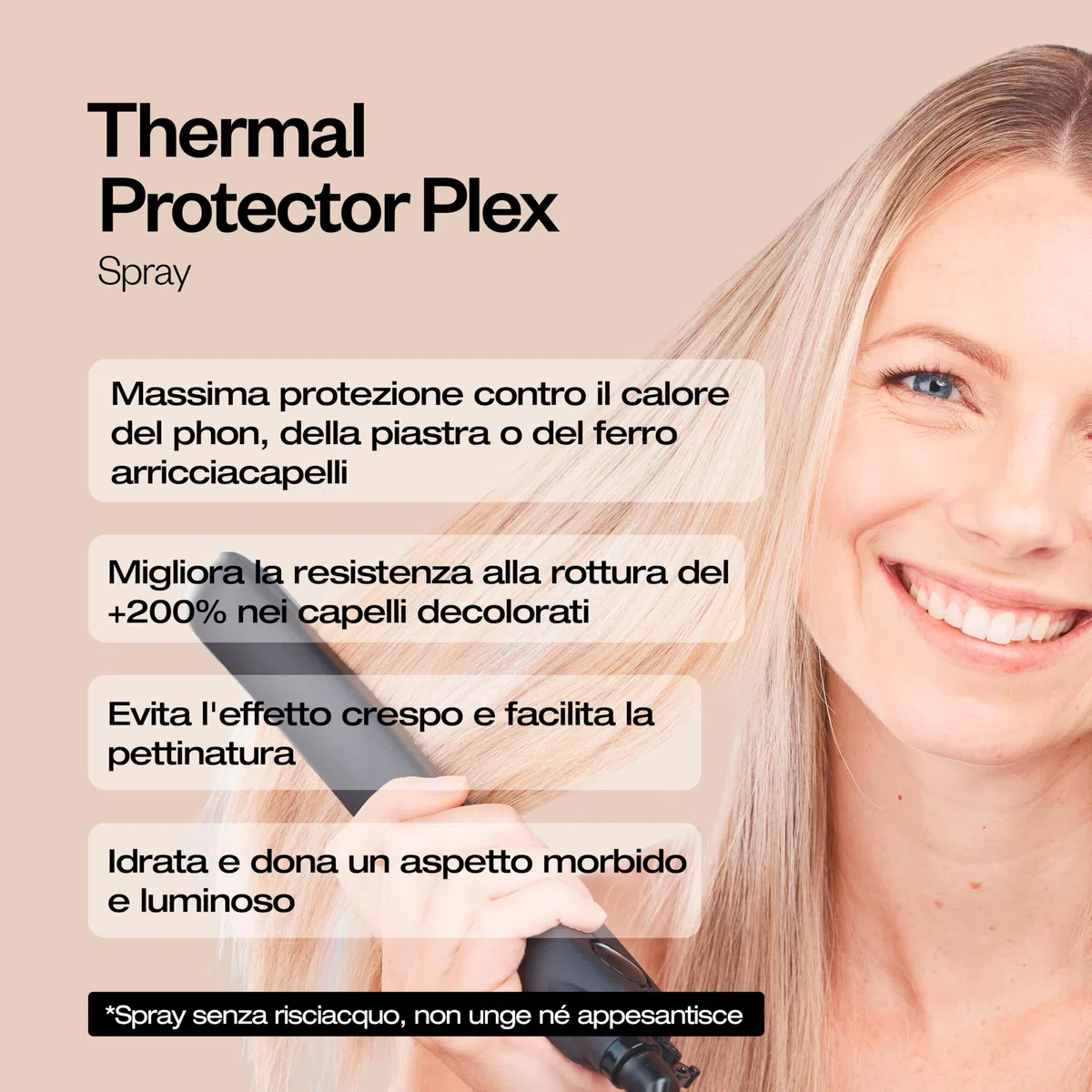abril et nature - Protettore Termico Plex, STOP Rottura - Ideale per Capelli Secchi e/o Danneggiati - Protegge i capelli dall'uso di piastre e asciugacapelli - Con Cheratina Riparatrice - 200 ml