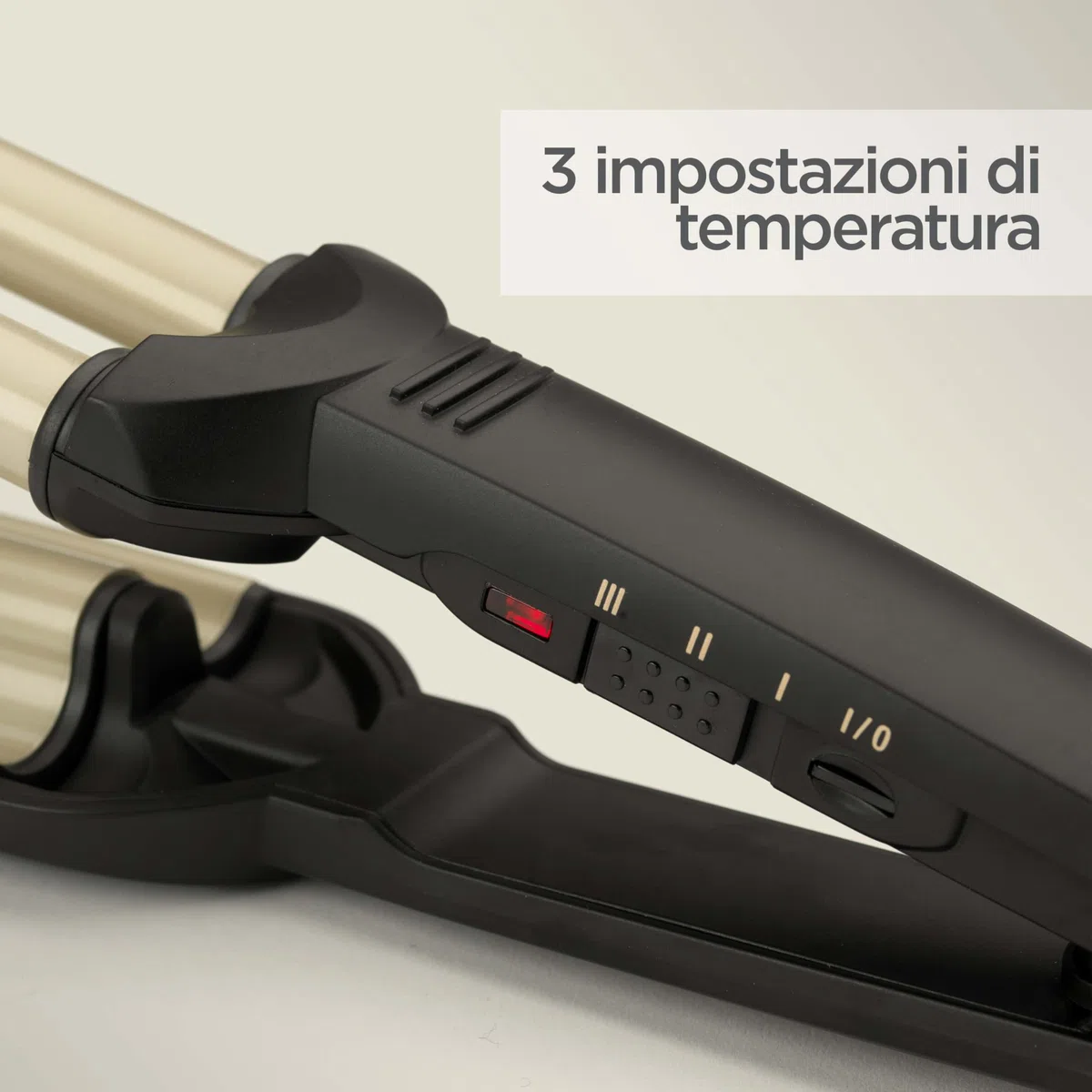 BaByliss Triferro Easy Waves, Beach Waves, Ceramic Titanium, 3 Temperature, Punta termo-resistente, Oro e Nero, C260E
