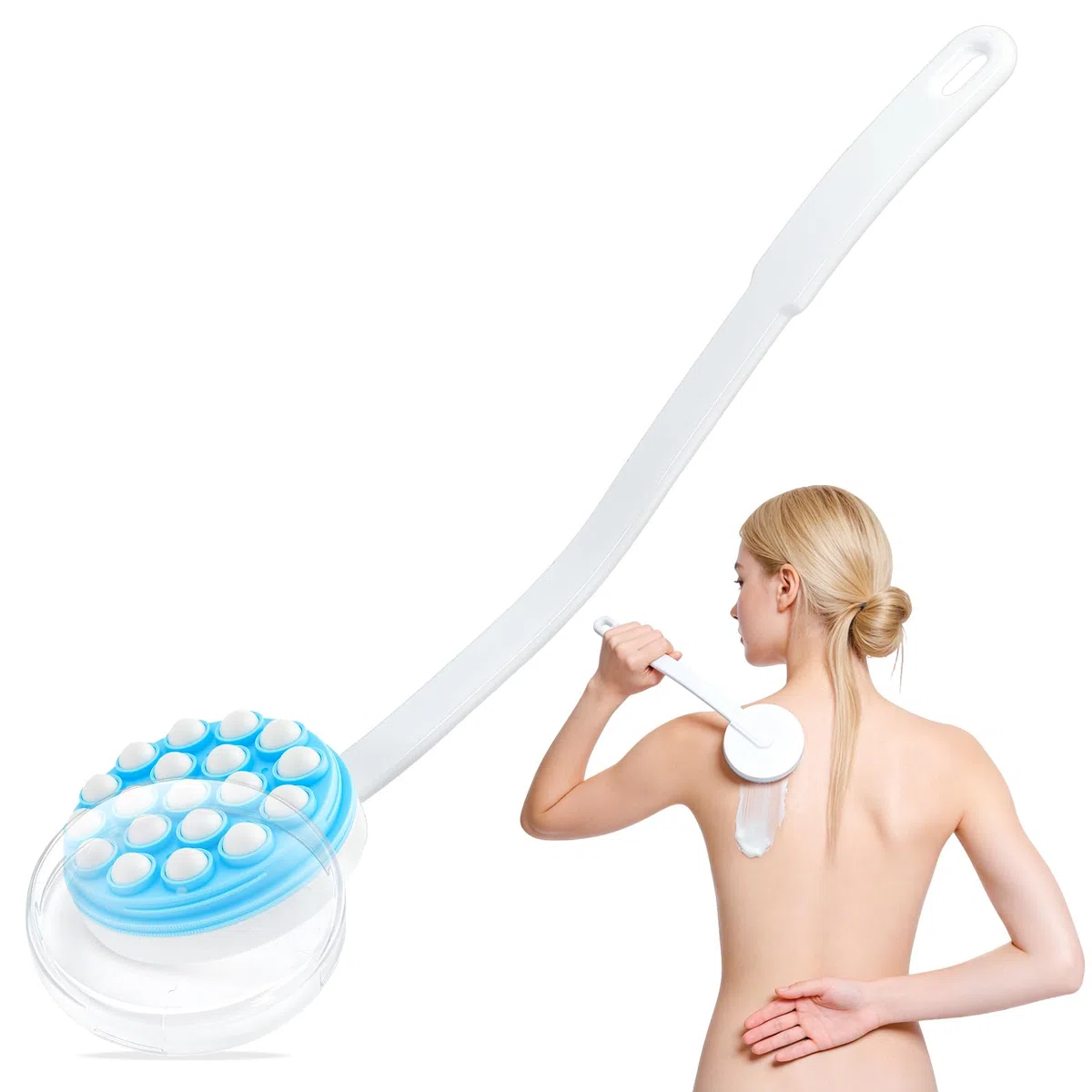 2 In 1 Applicatore Crema Schiena, 45cm Applicatore per Lozione per Schiena, Applicatore di Lozione Solare Per l'applicazione di latte per Il corpo Latte Idratante Crema Solare per Donne Uomini