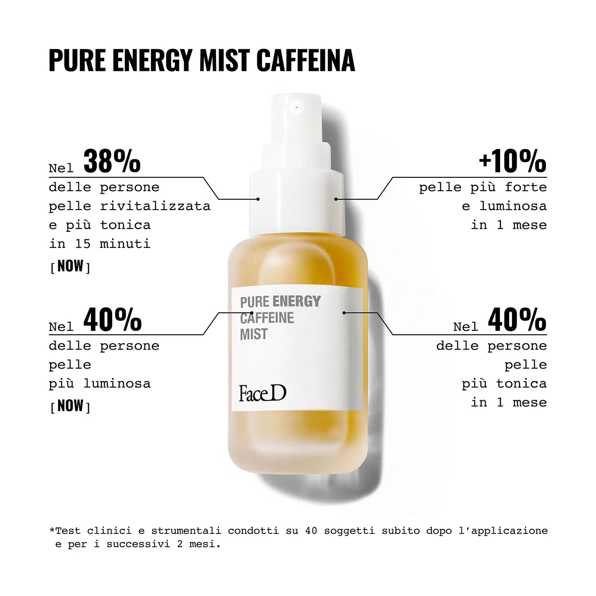 Face D - Pure Caffeine Tonico Viso Spray ad azione Energizzante con Caffeina e Prebiotici, 50ml