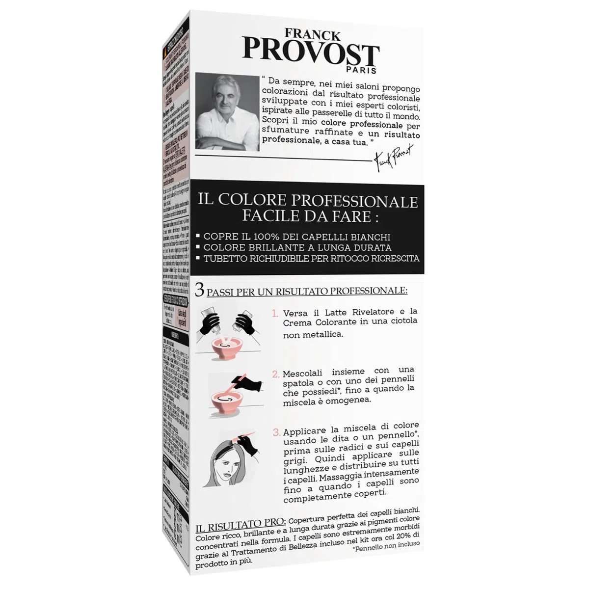 Franck Provost Tinta Permanente Riutilizzabile per Capelli con Trattamento di Bellezza Colorazione Professionale e Copertura Ottimale a Lunga Durata Colore 3.0 Castano scuro - 3 Tinte