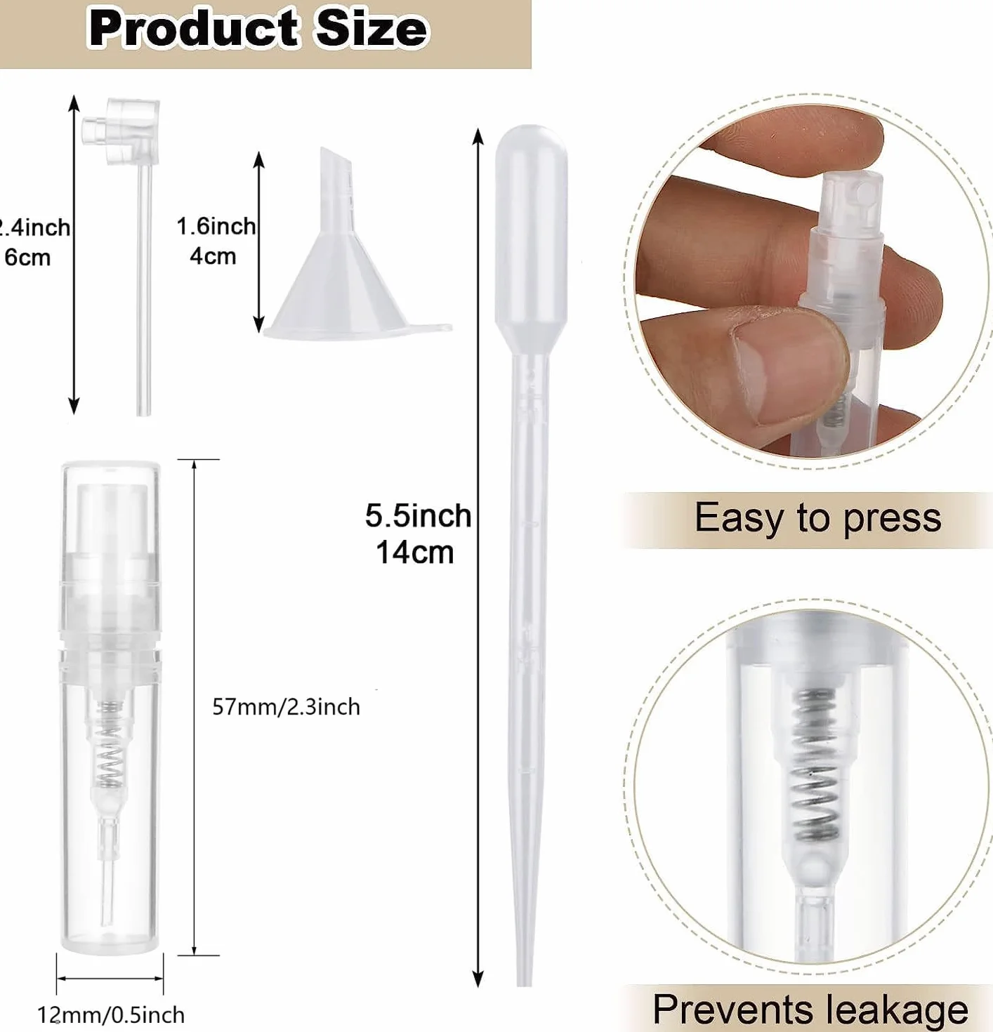SENENQU 100 Pezzi Atomizzatore Profumo 2 ml, Mini Profumi Bomboniere, Flaconi Spray Trasparenti con Contagocce e Imbuti, Campioncini Profumi Ricaricabili e Boccette Vuote