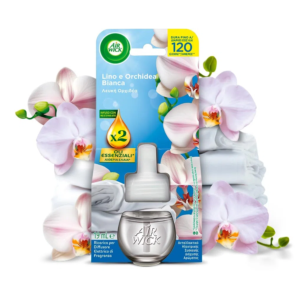 Air Wick Profumatore per Ambienti Lino e Orchidea Bianca Ricarica 6 pezzi da 19 mL ognuno