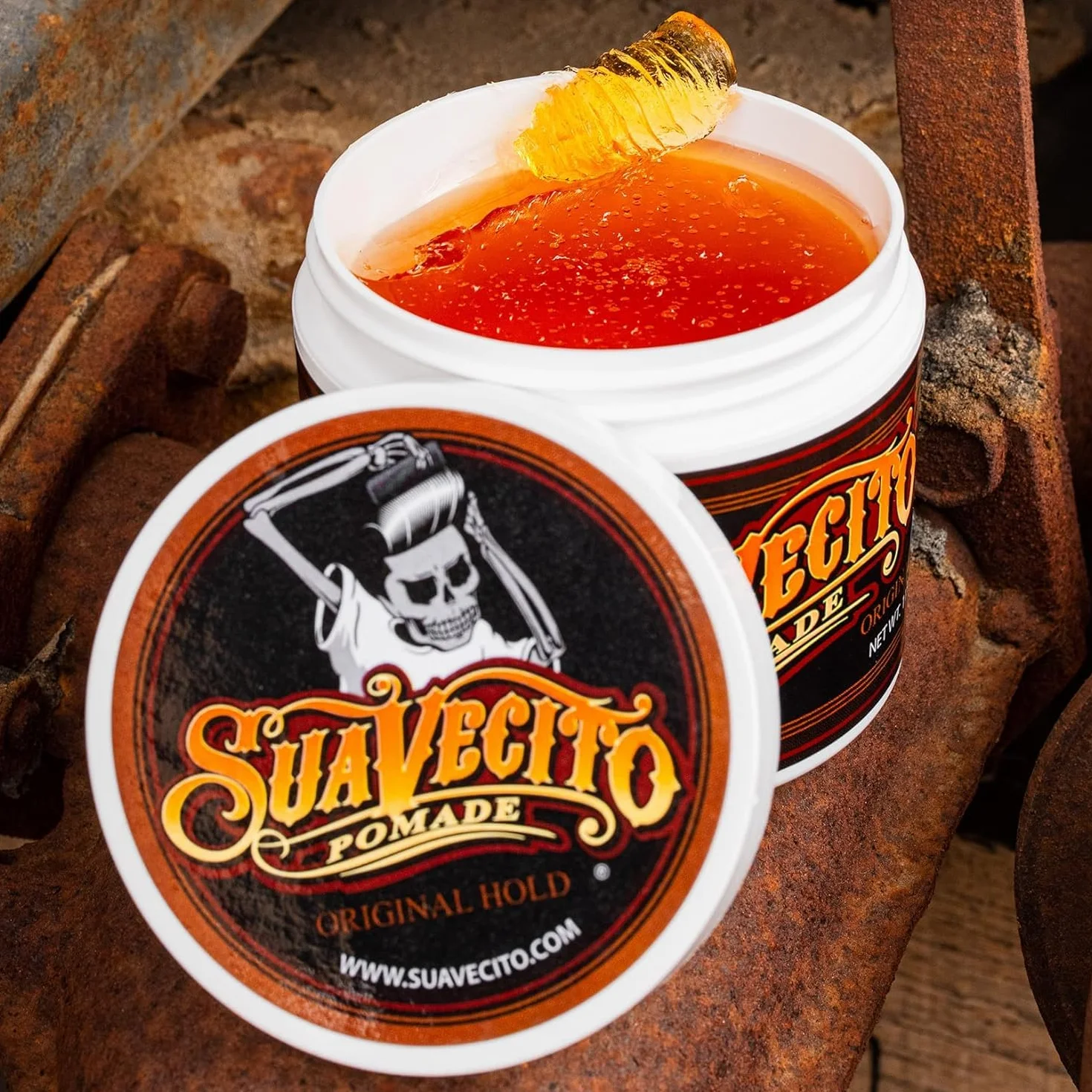 Suavecito Firme Strong Hold Pomade, Strong Hold Pomade For Men, Medium Shine Water Based Wax Flake Free Hair Gel, 4oz/113g x 2