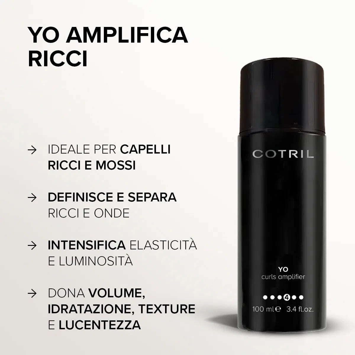 Cotril Yo Curls Amplifier - Crema Per Capelli Ricci, Crema Amplificatrice e Modellante Leave-In, Definisce e Separa Ricci e Onde, Dona Volume, Texture e Lucentezza, Con Olio di Jojoba, 100ml