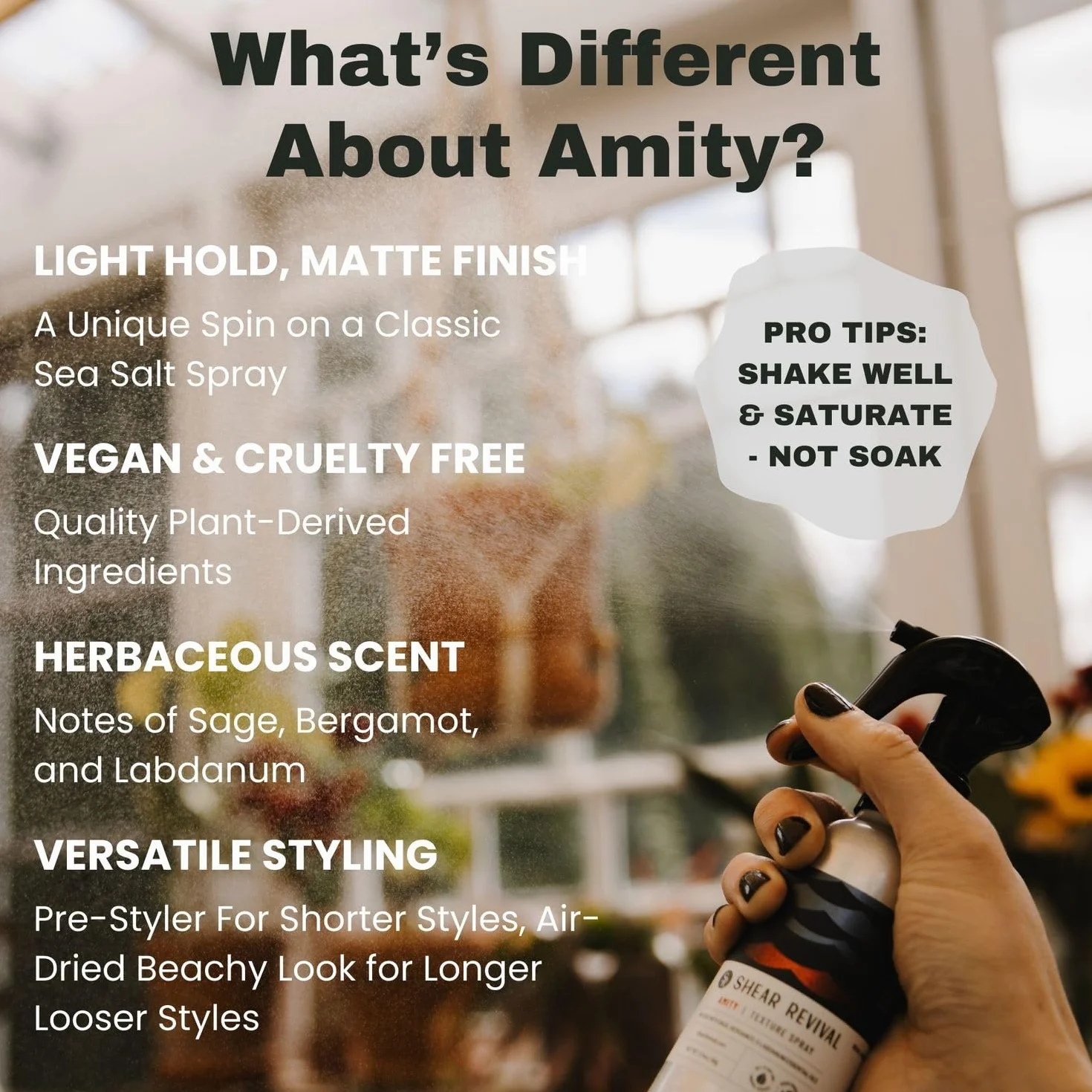 Shear Revival Amity Texture Spray - Spray per capelli da uomo al sale marino e argilla a tenuta leggera - Finitura opaca, texturizzante vegano e nutriente - 227 g