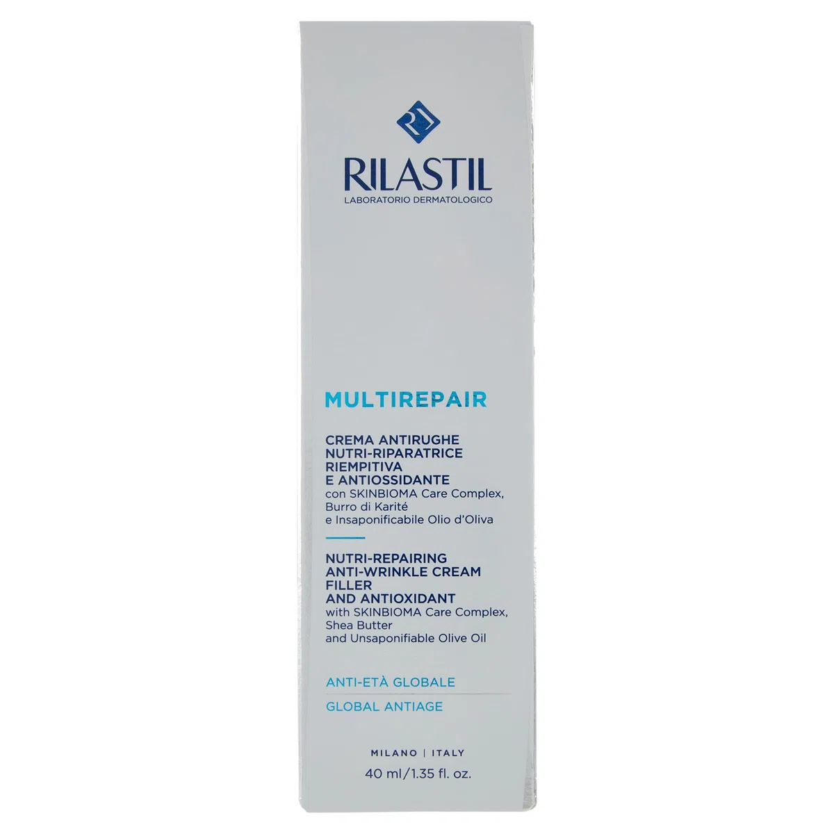 Rilastil Multirepair Crema Viso Antirughe Nutririparatrice, Nutriente, Idratante con Burro di Karité per Pelli Molto Secche, Confezione da 40 ml