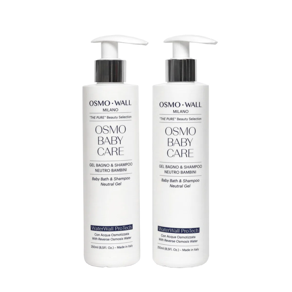 OsmoWall KIT 2 OSMO BABY CARE BAGNO SHAMPOO NEUTRO per Bambini e Neonati. Formula Anti-Lacrime delicata. Con Gel di Aloe Vera da agricoltura biologica. Dermatologicamente Testato. 2x250ml