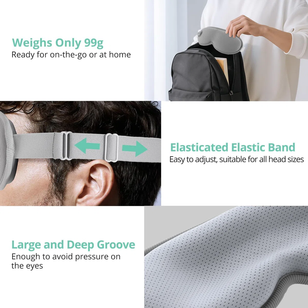VINTEAM Maschera Occhi Riscaldante Wireless, 3 Livelli Temp/Tempo Regolabili, Design 3D Senza Pressione, 1200mAh 99g Leggera, per Rilassamento Occhi/Fatica Oculare a Casa/Ufficio/Viaggio