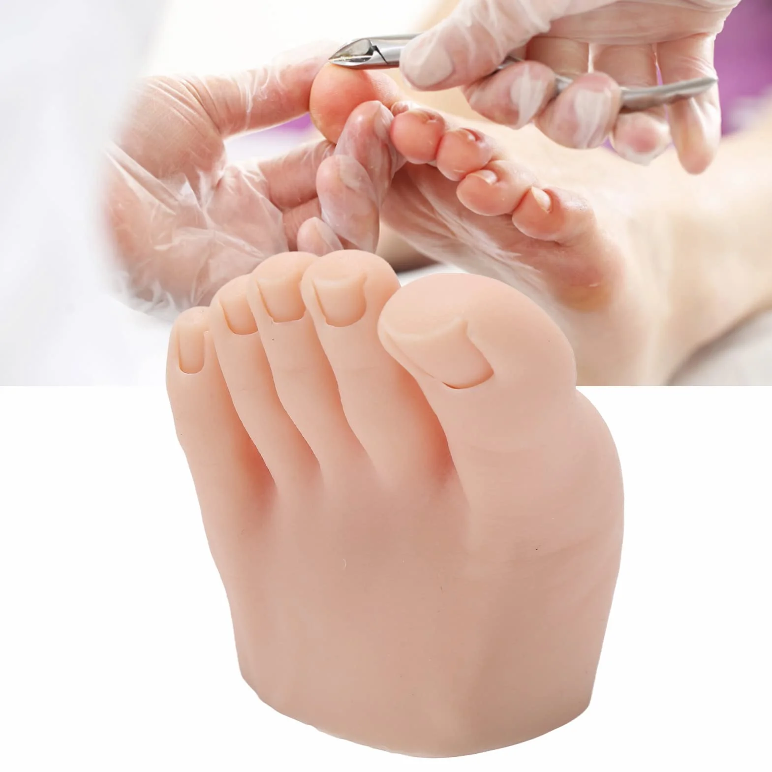 Pratica Modello di Piede Finto, Flessibile Morbido Silicone Piede per Pratica Piede per Allenamento Pratica per Unghie, Manichino Mezzo Piede per Esposizione di Allenamento