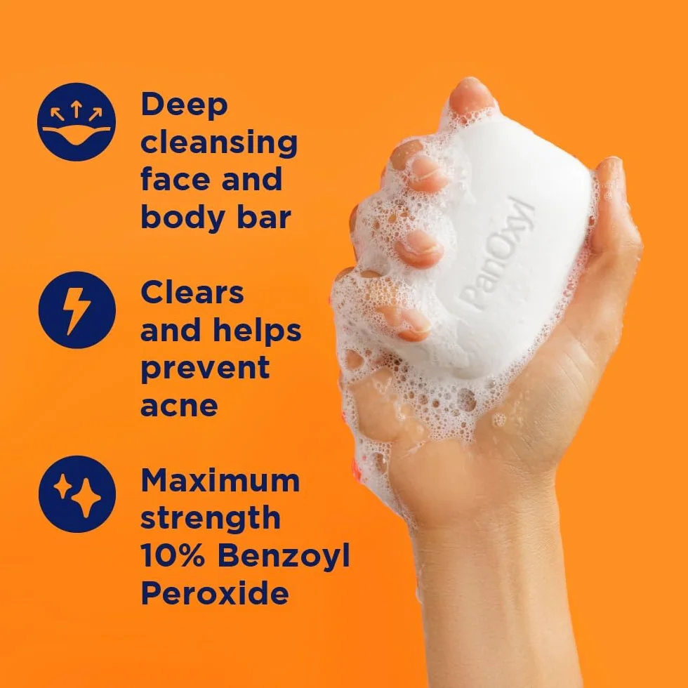 Set per la cura della pelle: contiene sapone PanOxil Acne Bar 113,4 g – detergente vegano per viso e corpo e guanto da bagno LuxPaks