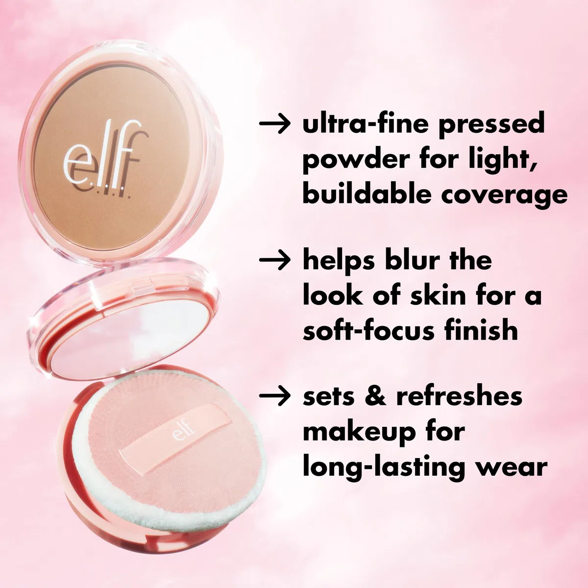 e.l.f. Halo Glow Powder Filter, Polvere Fissante Compatta, Coprenza Leggera e Modulabile, Sfuma L'aspetto dei Pori, Con Soffio Vellutato e Specchio, Vegano & Cruelty-Free, Light Neutral