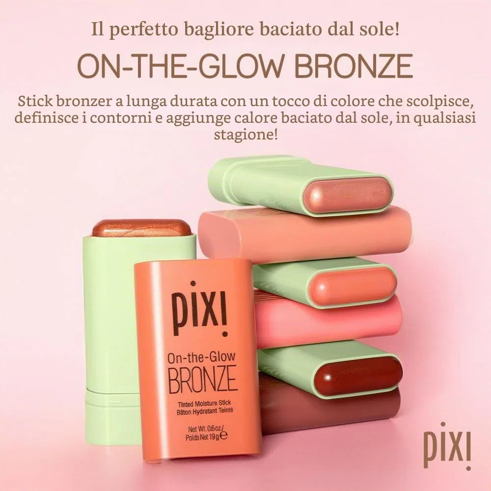 Pixi Beauty On-the-Glow Bronze | Colore: WarmGlow | Stick Abbronzante Idratante per Guance e Labbra | Con Ginseng, Aloe Vera e Estratti di Frutta | Senza Parabeni | 19 g / 0,6 oz