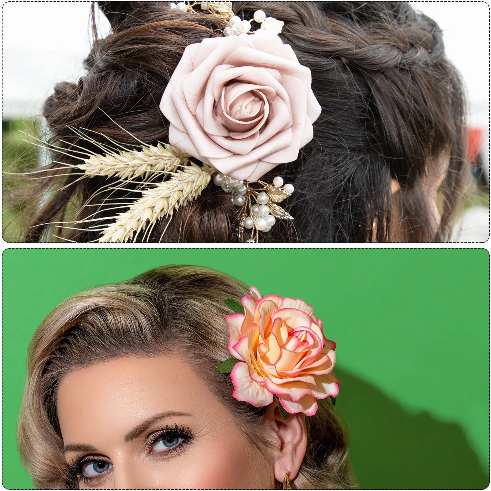 QUARKZMAN 12pz Mollette per Capelli a Forma di Fiori Rosa 3 Pollici Mollette Capelli a Forma di Fiore Spilla Capelli per Donne Accessori Capelli Blu