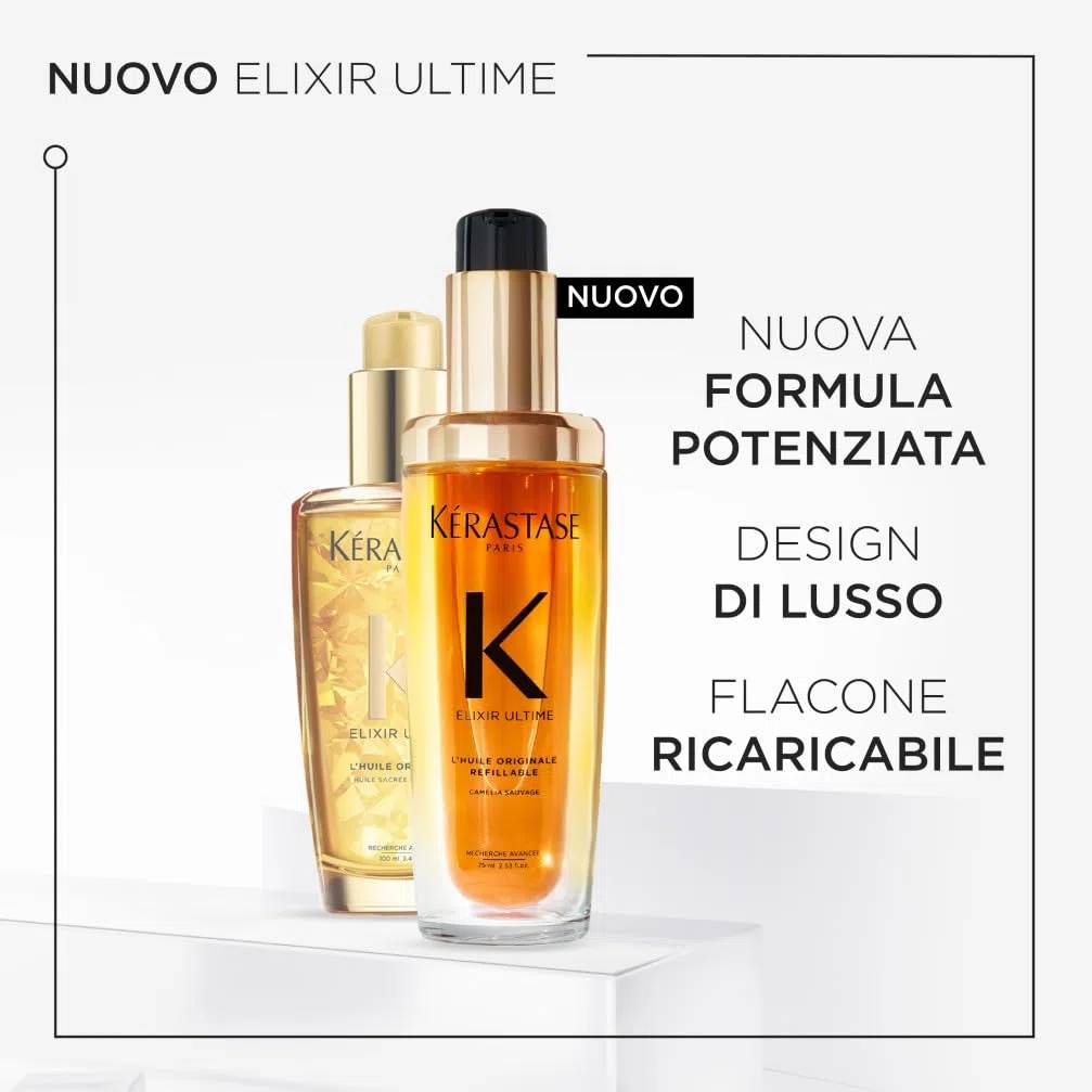 Kérastase, Olio Per Capelli Secchi e Spenti, Anti-crespo, Termoprotettore, Con Olio di Argan, Marula e Camelia, L'Huile Originale Elixir Ultime, 30 ml