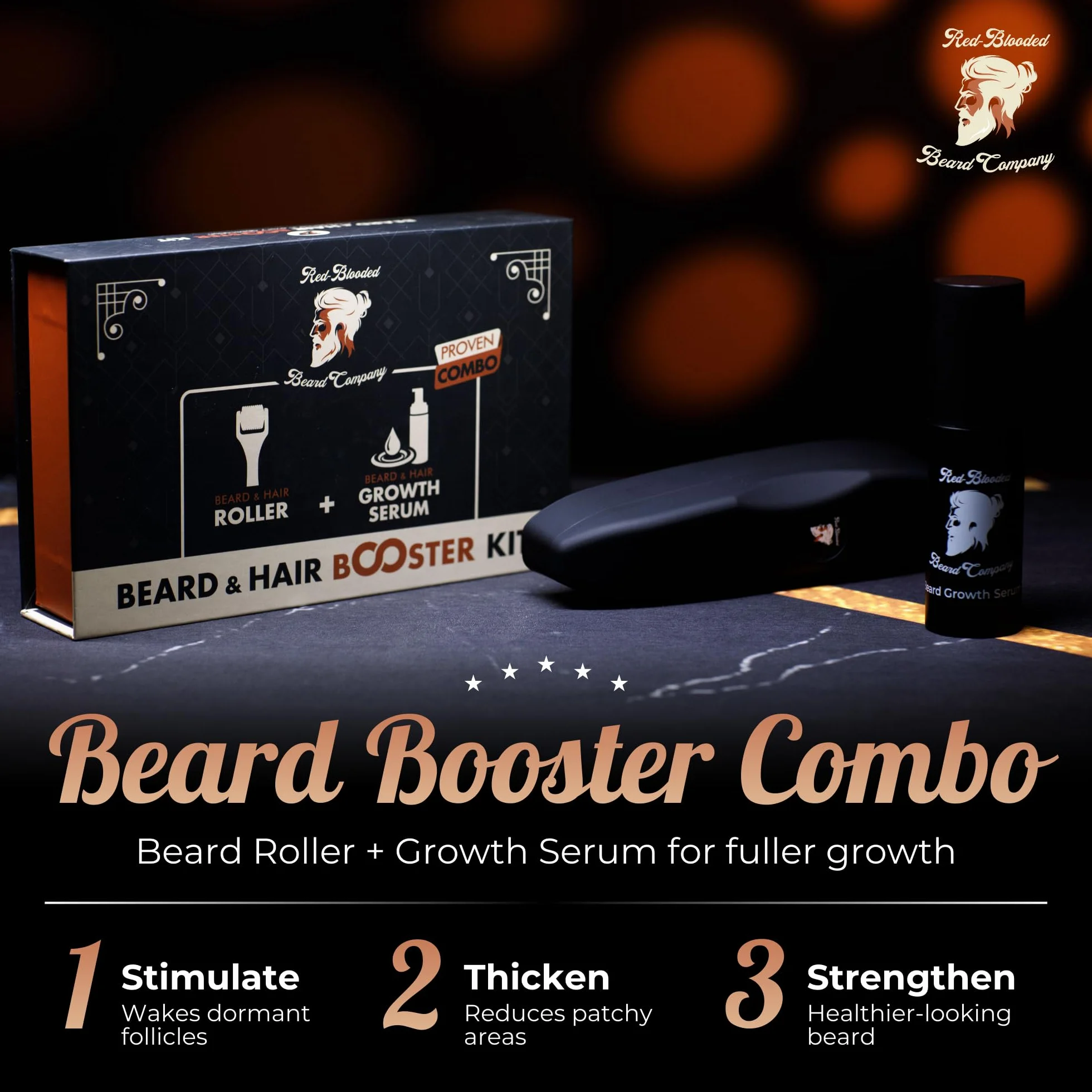 Kit crescita barba e capelli – Dermaroller 0,5 mm + siero di crescita – Vegano e non testato sugli animali