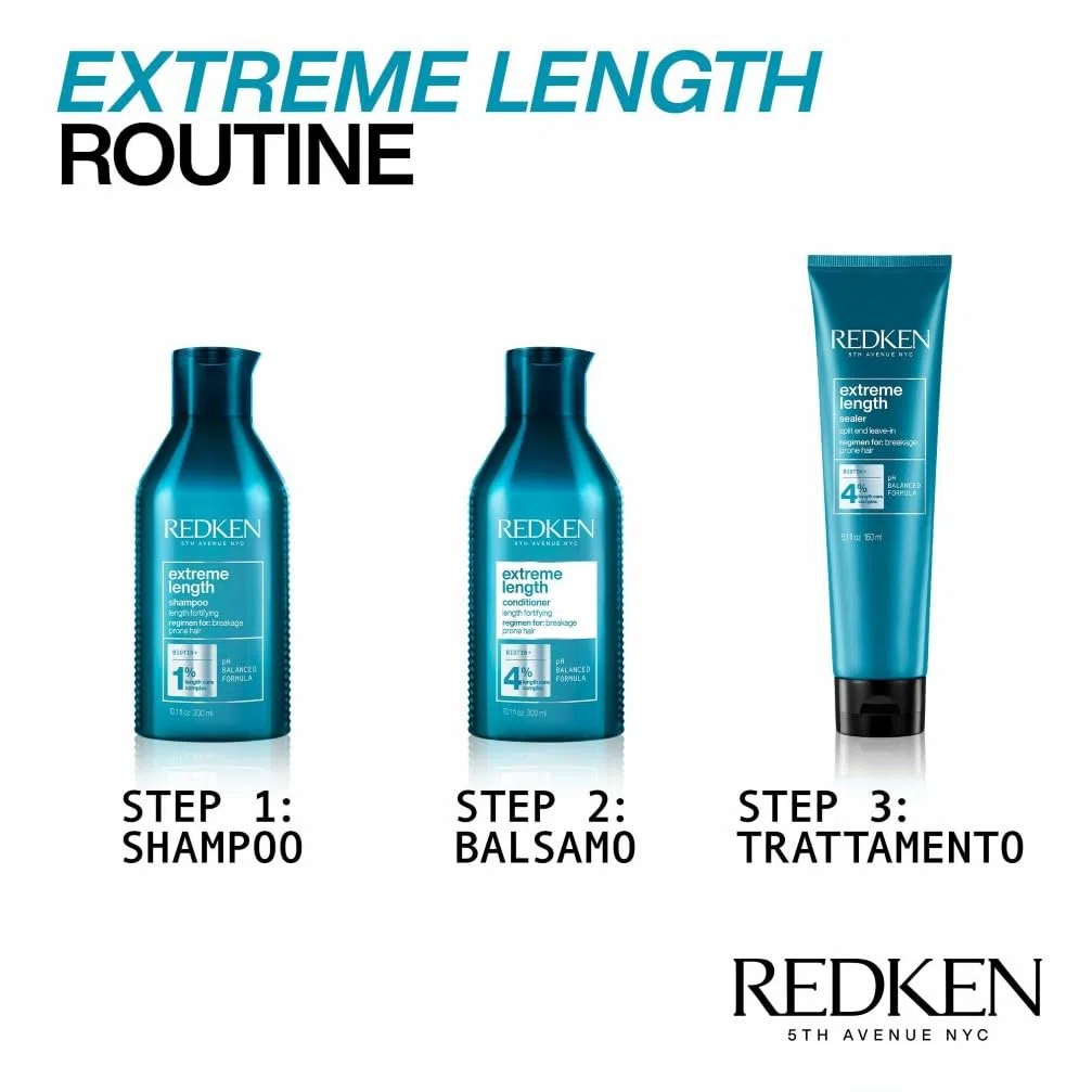 Redken | Balsamo professionale Extreme Length, Fortificante per capelli danneggiati, 300 ml