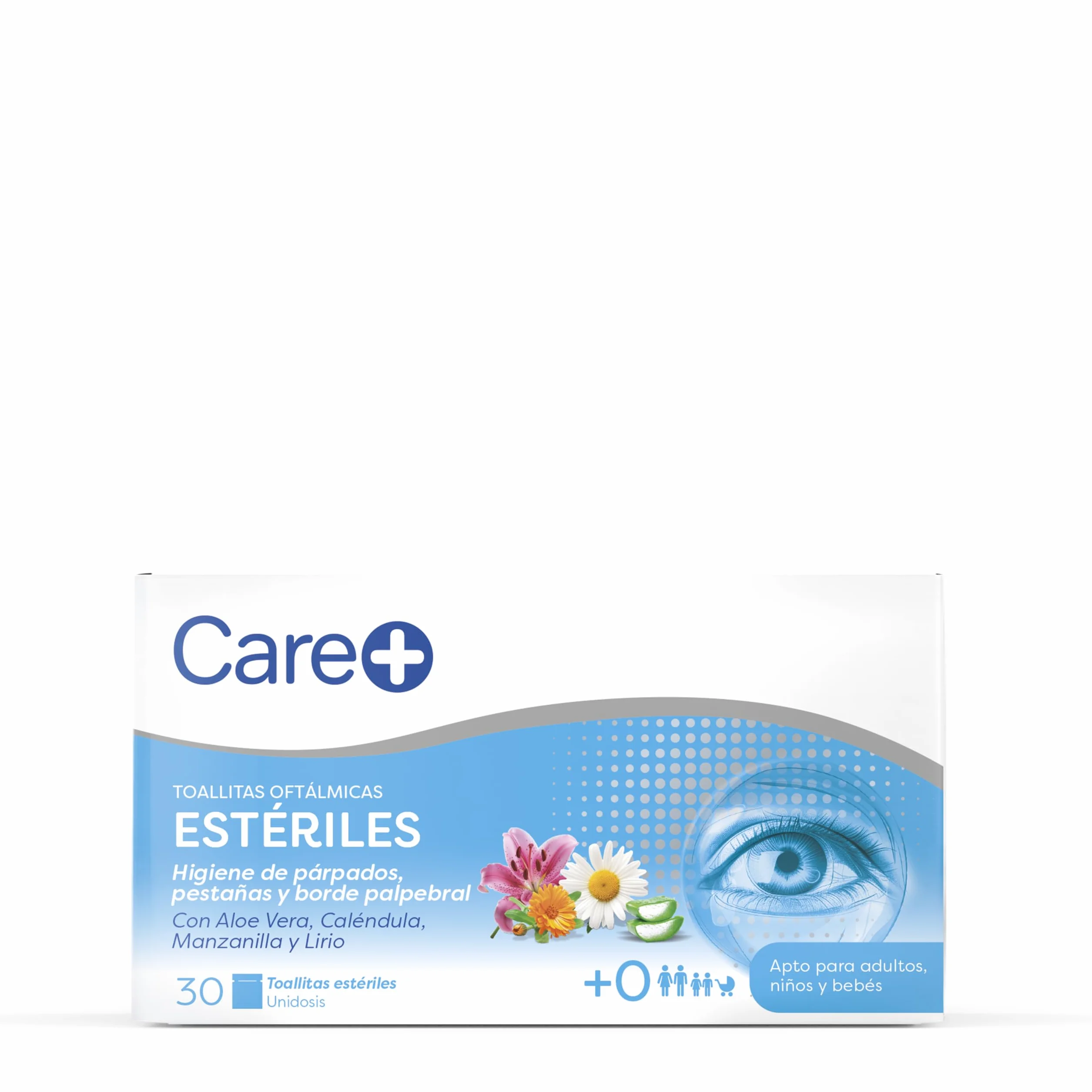 Salviette oftalmiche Care+ - Igiene quotidiana per palpebre, ciglia e bordi delle palpebre - aloe vera, calendula, camomilla e giglio - 60 salviette