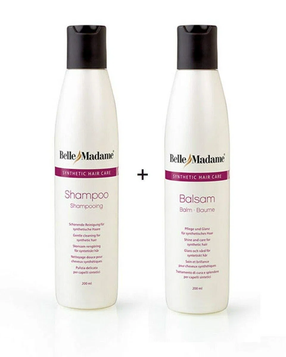 Belle, Kit di shampoo + balsamo per parrucche e capelli sintetici, 200ml