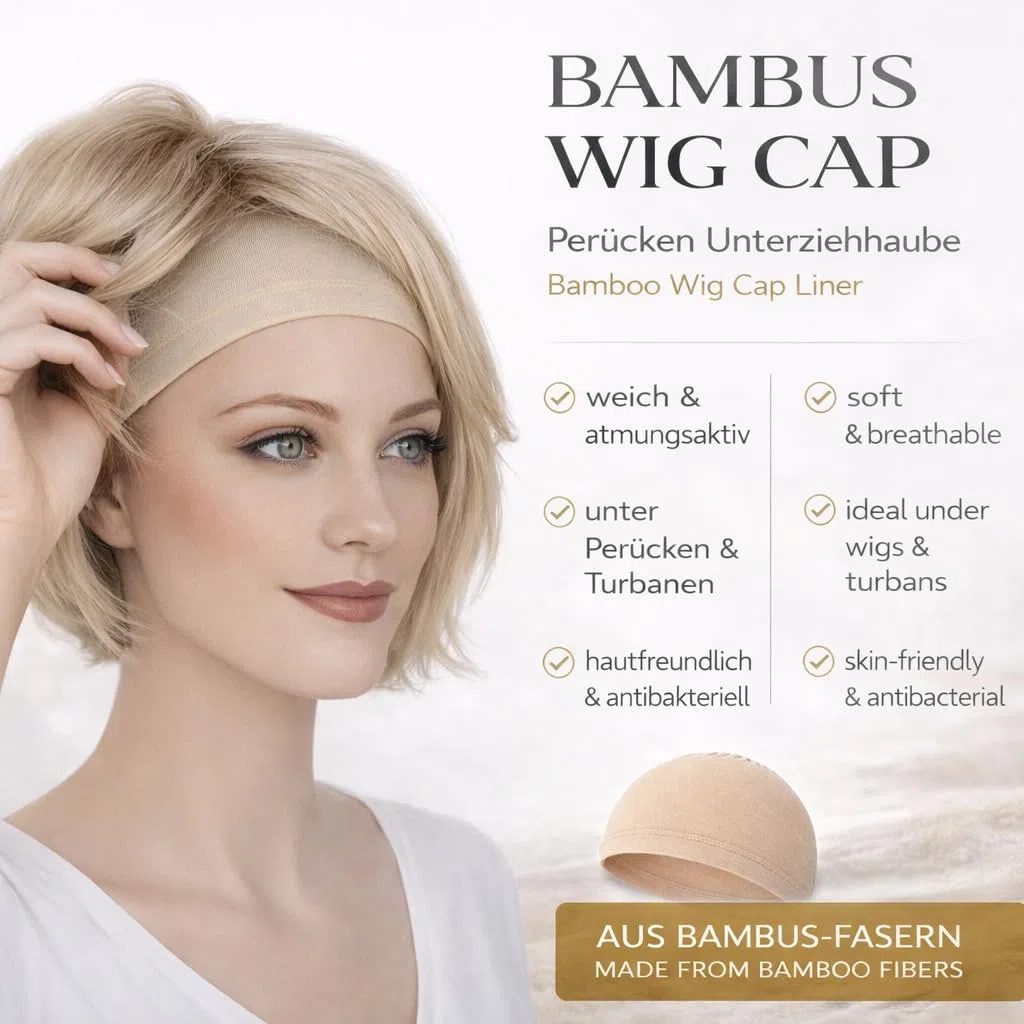 Wigs Bamboo Wig Cap protezione per la testa sotto la cuffia in colore beige - indossabile sotto parrucche di capelli umani, parrucche di capelli sintetici, foulard, berretti, turbanti