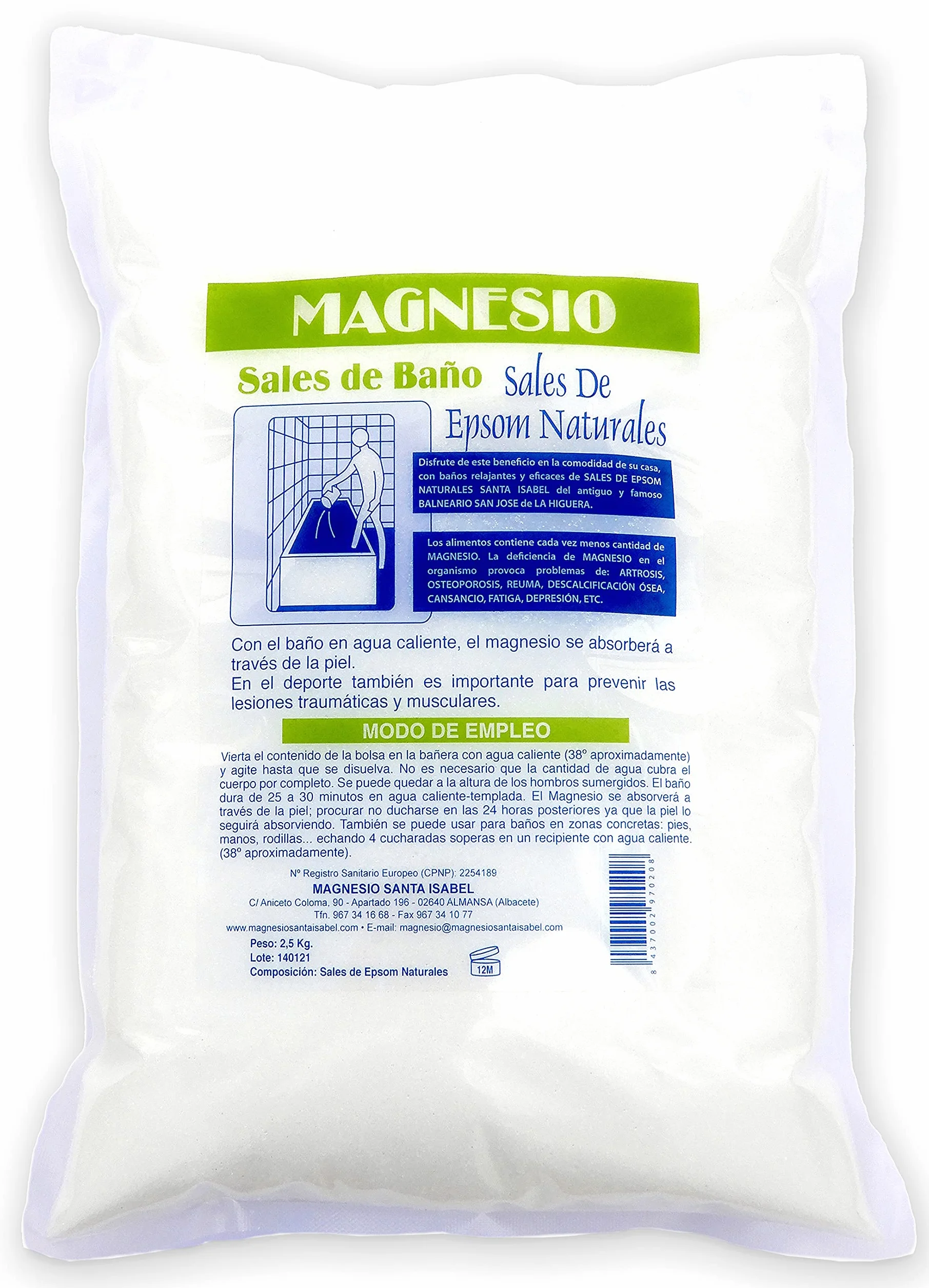 Sali Di Epsom Naturali Santa Elisabetta 2,5 Kg Sale Epsom per Bagno per Pie e Drenanti per Bendaggi Sali Puri e Naturali Ideali per Bagni Rilassanti Pediluvi per la Cura dei Piedi e Idromassaggio