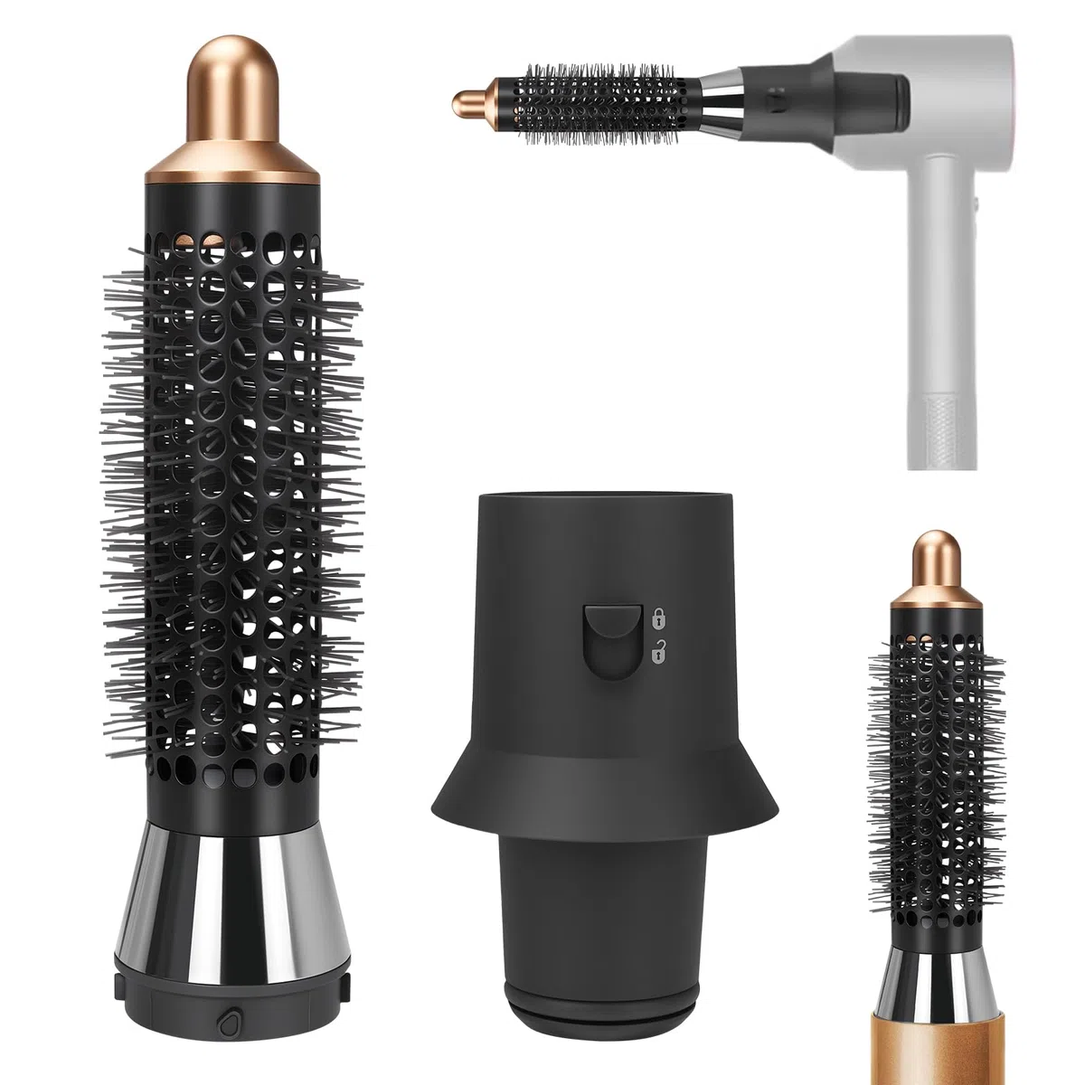 Spazzola Volumizzante Piccola Rotonda da 20mm e Adattatore per Asciugacapelli Dyson Supersonic HD01, HD02, HD03, HD04, HD07, HD08, HD15, per Dyson Airwrap HS01, HS05