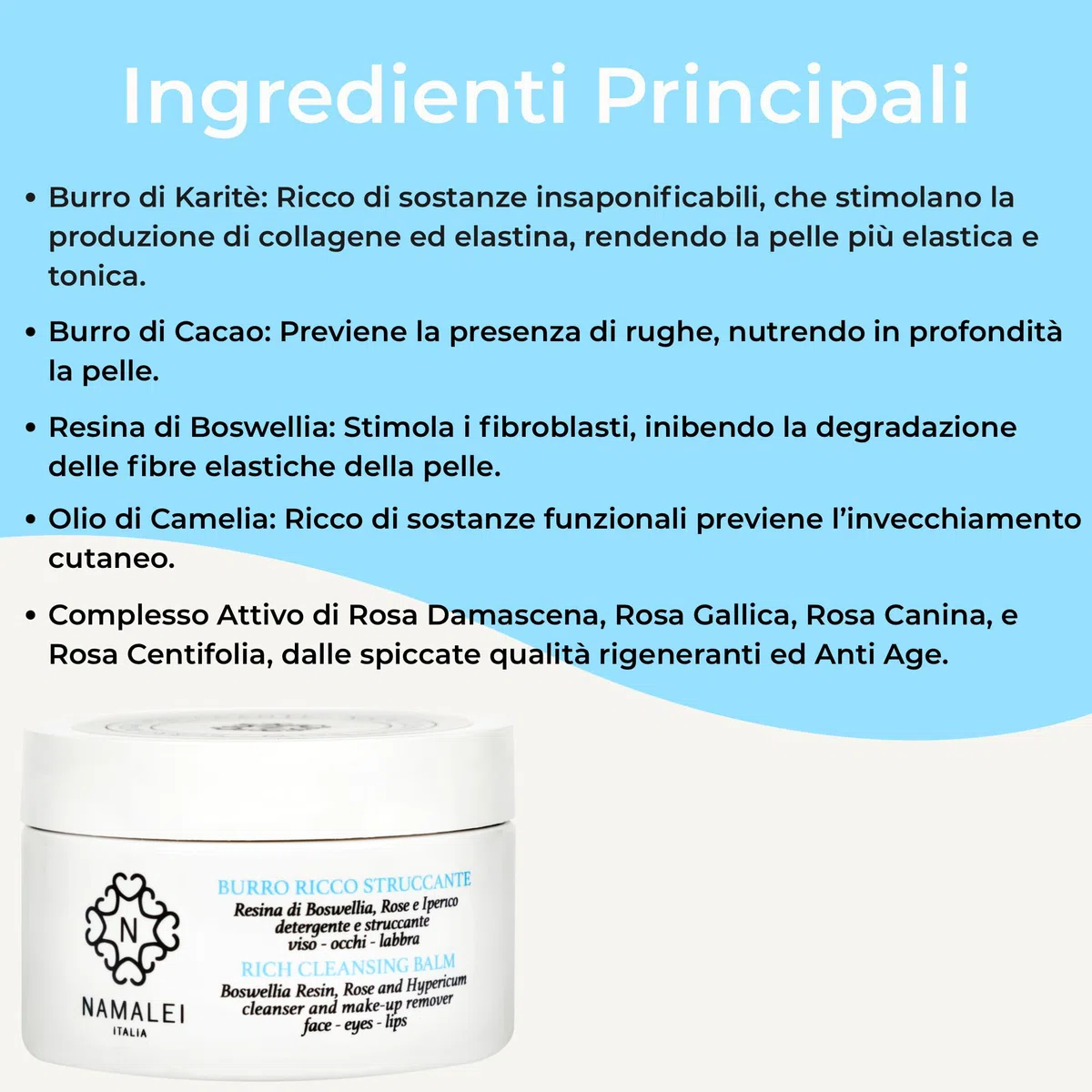 Burro Ricco Struccante Resina di Boswellia, Iperico e Rose, Detergente Viso Occhi e Labbra, 200 ML