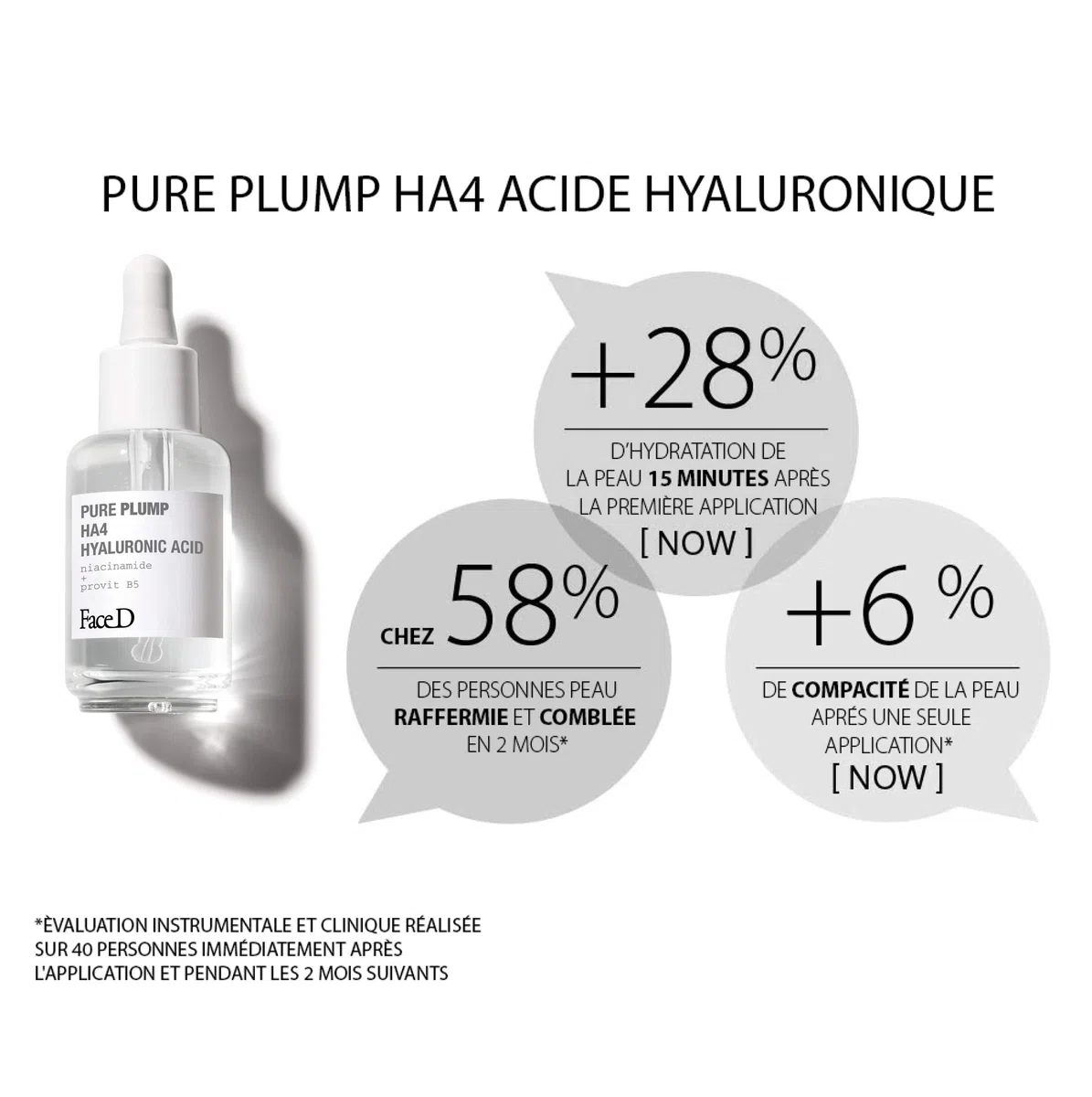 Face D - Pure Plump Siero Viso e Collo Acido Ialuronico Effetto Rimpolpante Immediato, 30 ml
