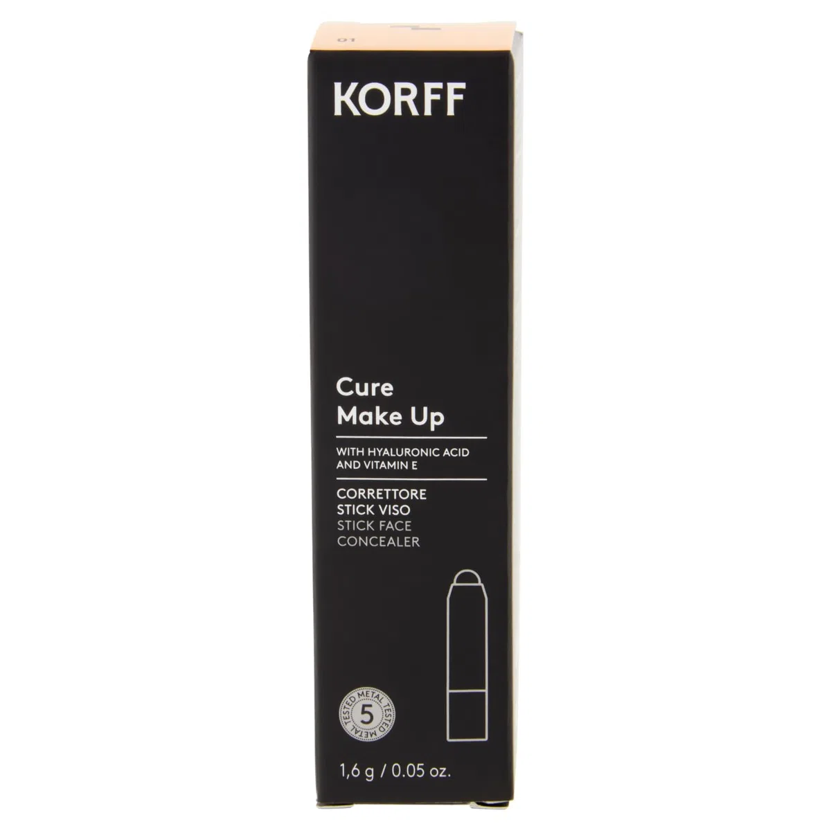 Korff Correttore Stick 01, Finish Naturale e Luminoso, A Lunga Tenuta, Texture Morbida, 1.6gr