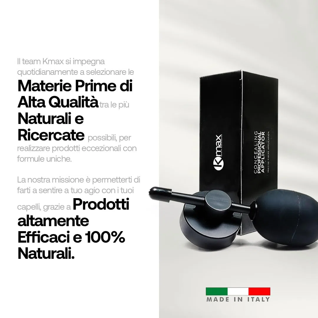 Kmax Professional applicator, Applicatore Professionale per Fibre di Cheratina con Erogatore, per un'applicazione ottimale.