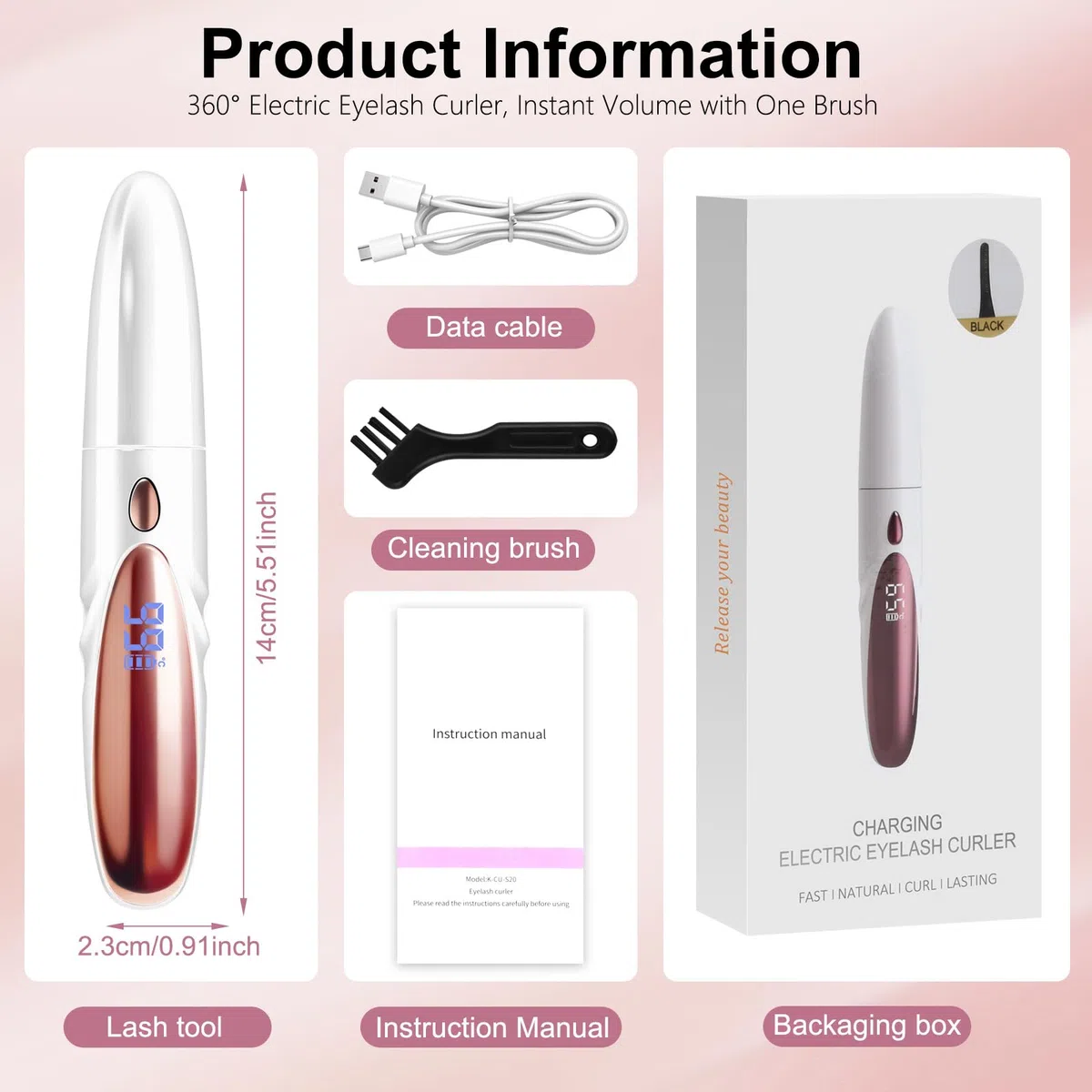 Piegaciglia Elettrico,Piegaciglia Riscaldato,Elettrico Arricciaciglia,Heated Eyelash Curler,Heated Lash Curler,4 Livelli di Temperatura,Intelligent Power Off,Per tutte le ciglia (Bianco)