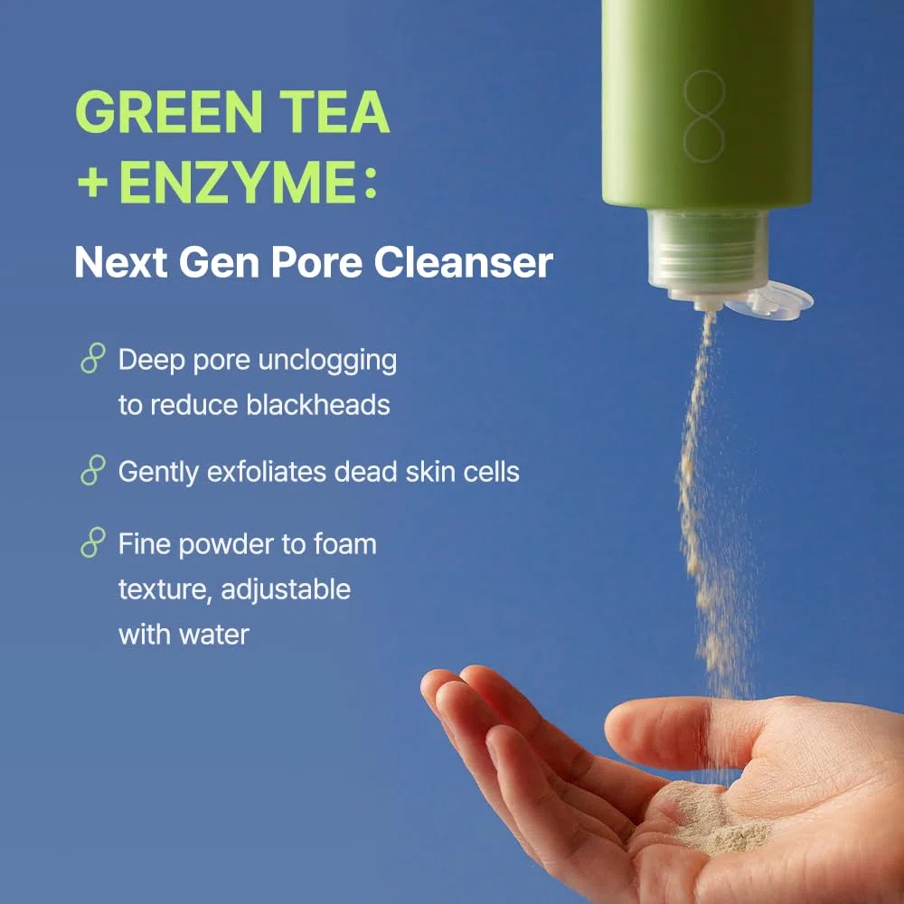 BY WISHTREND Detergente viso in polvere di tè verde ed enzimi, tutto in uno, detergente viso quotidiano idratante ed esfoliante delicato per pori e punti neri (3,88 once (confezione da 1))