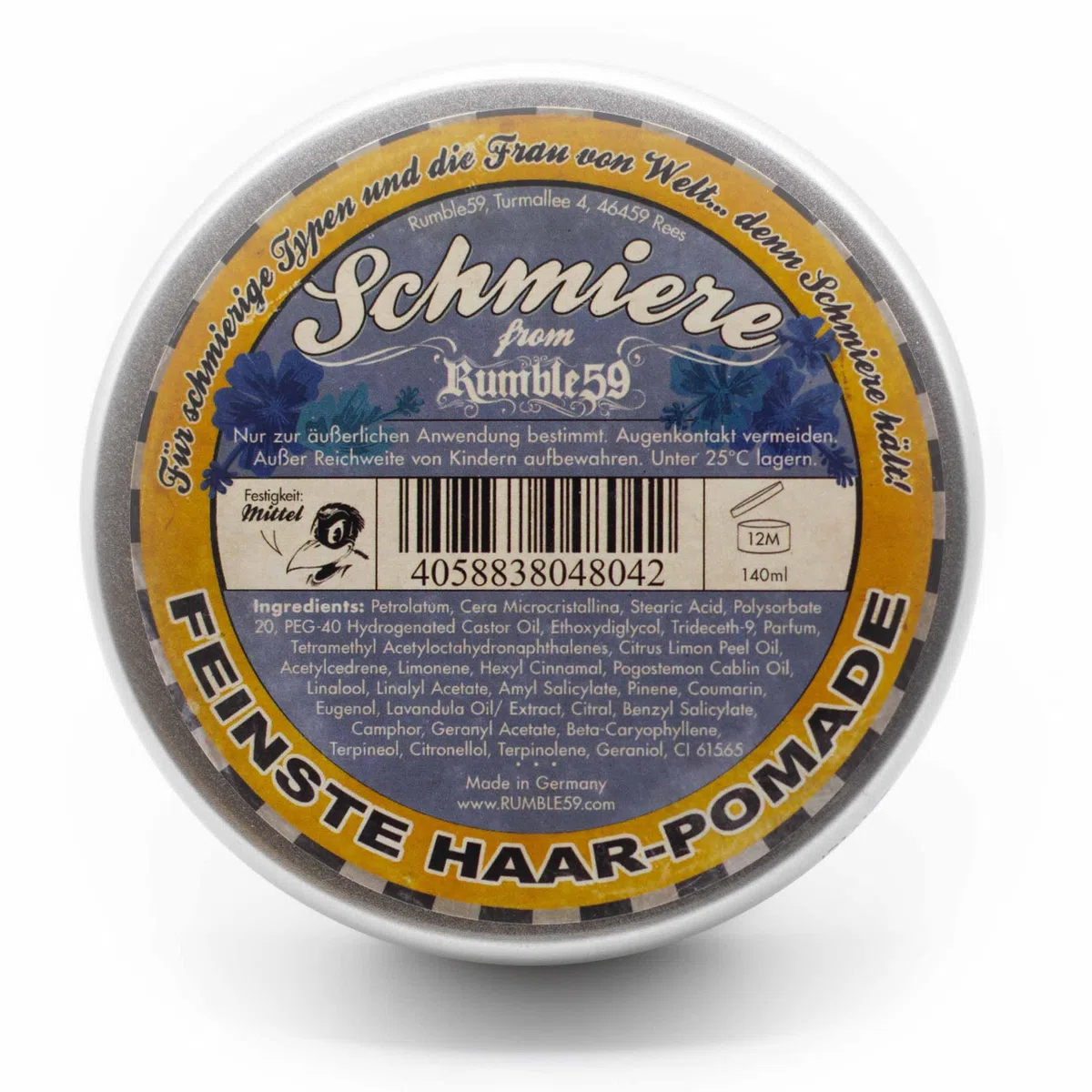 Rumble59 Schmiere Limited Edition – Surfin' Bird – Pomade – Cera per capelli da uomo per capelli medio-forti, cera per capelli da uomo, 140 ml