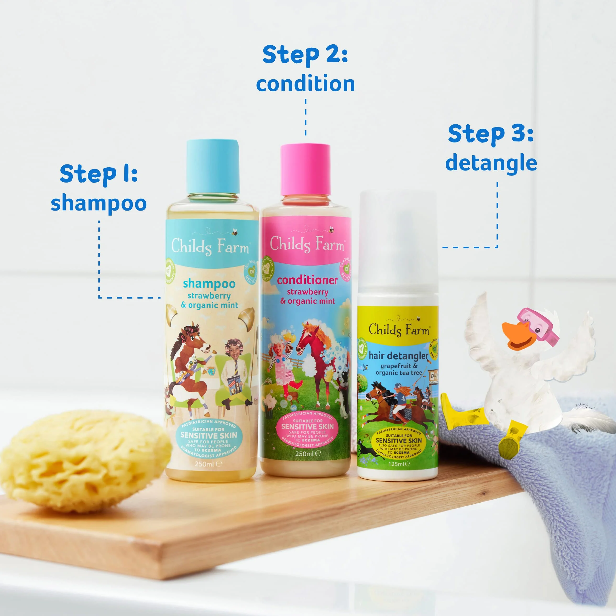 CHILDS FARM Hair Detangler 125 ml Condizionatore per Bambini di Tutti i Tipi di Capelli