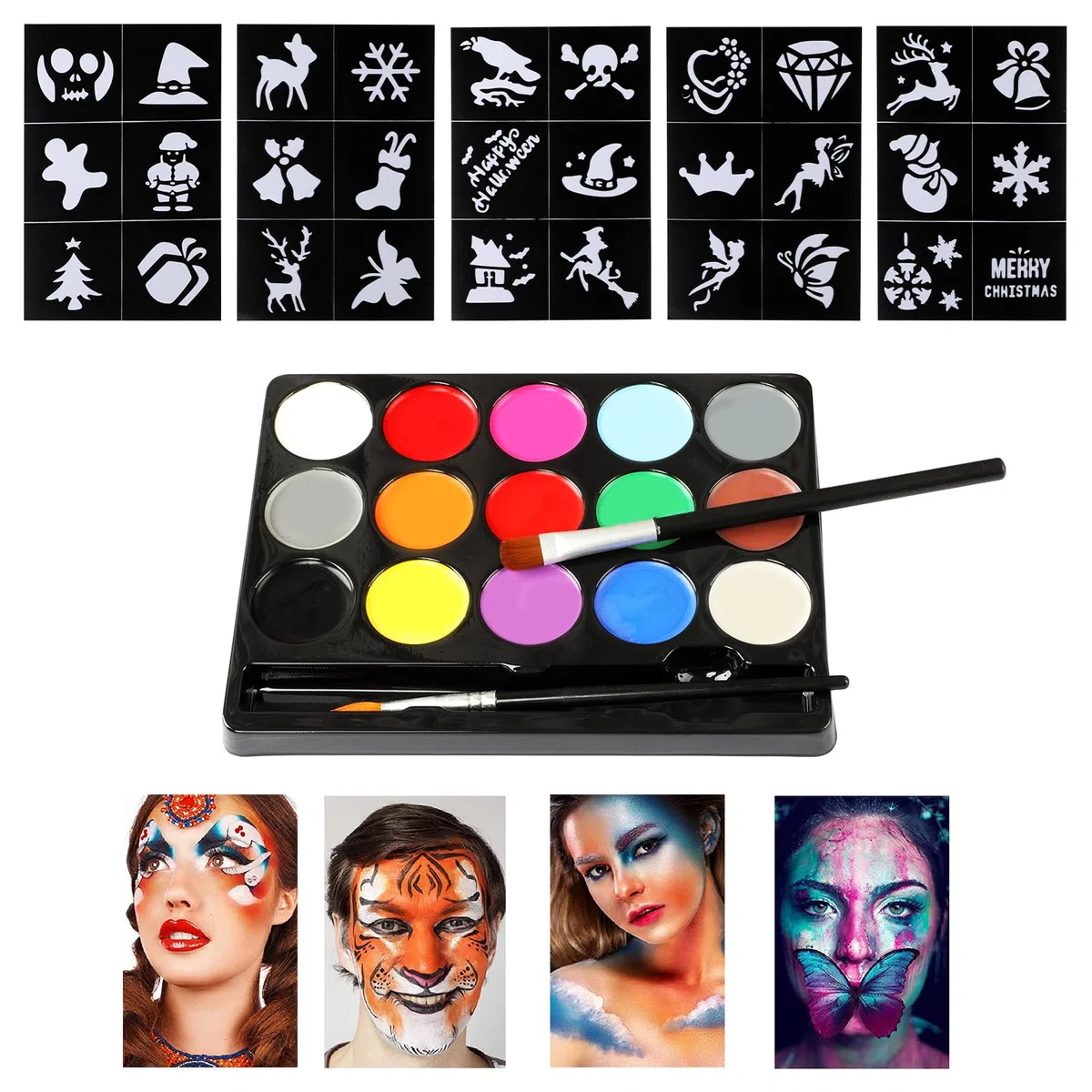 Face Painting Set per Truccare il Viso dei Bambini, 15 Colori per Body Painting Adatti per Halloween, Carnevali, feste e Spettacoli