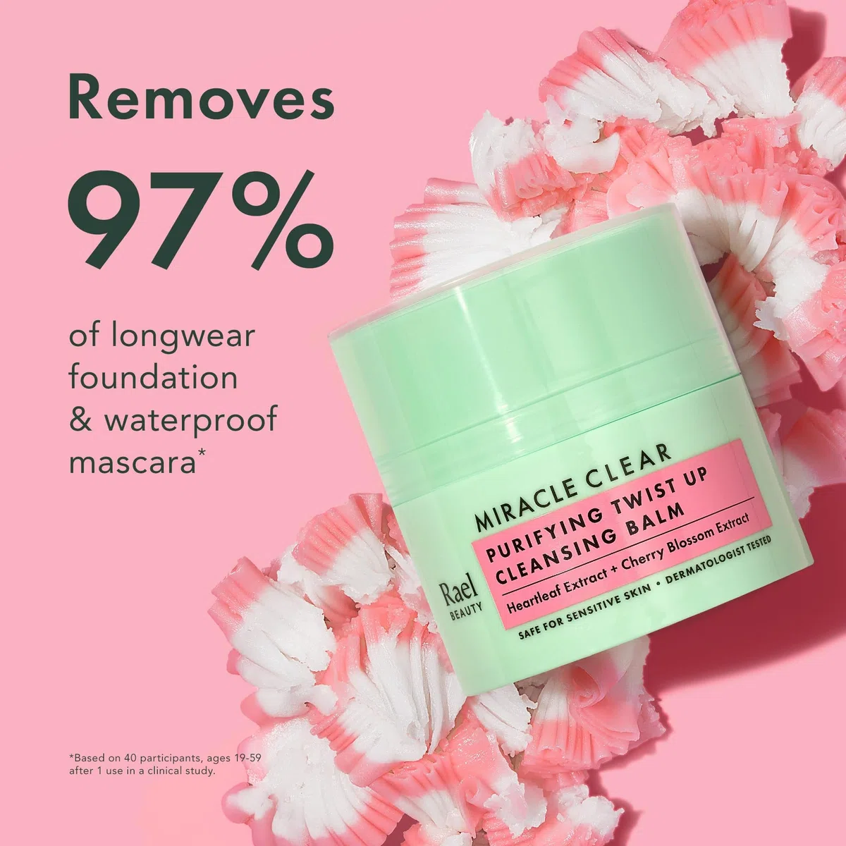Rael Miracle Clear Cleansing Balm - Makeup Remover, Twist-Up Face Cleanser, Double Cleanse, Non-Comedogenic, with Rice Bran & Jojoba Oils, Vegan, Korean Skin Care, All Skin Type (50 ml)