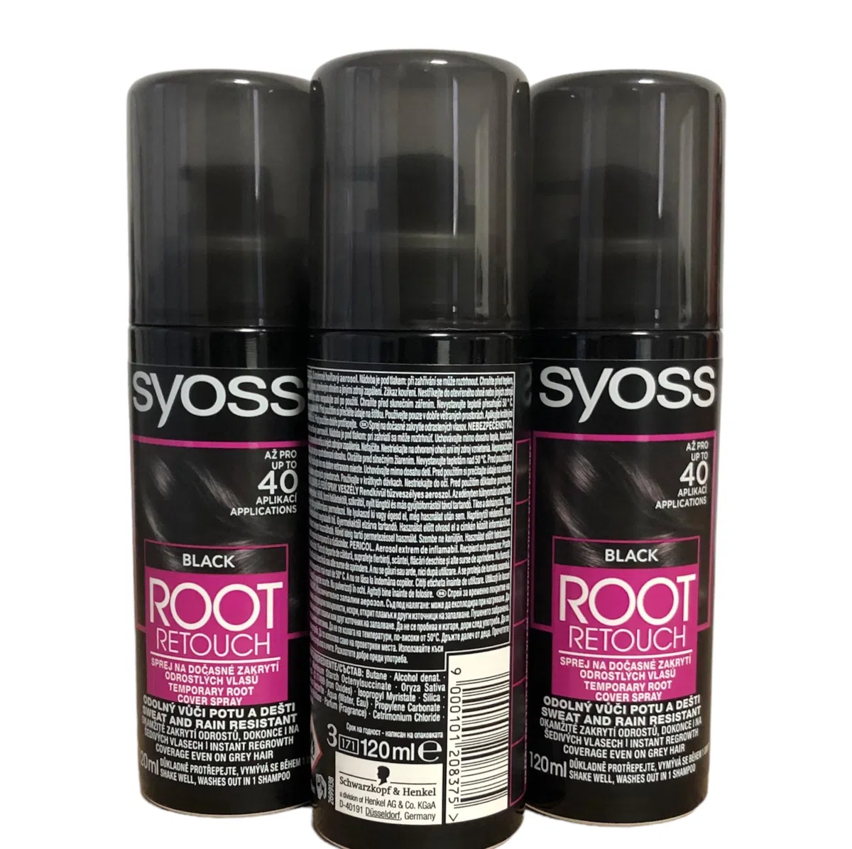 Syoss Root Retoucher, 120 ml, nero, confezione da 3