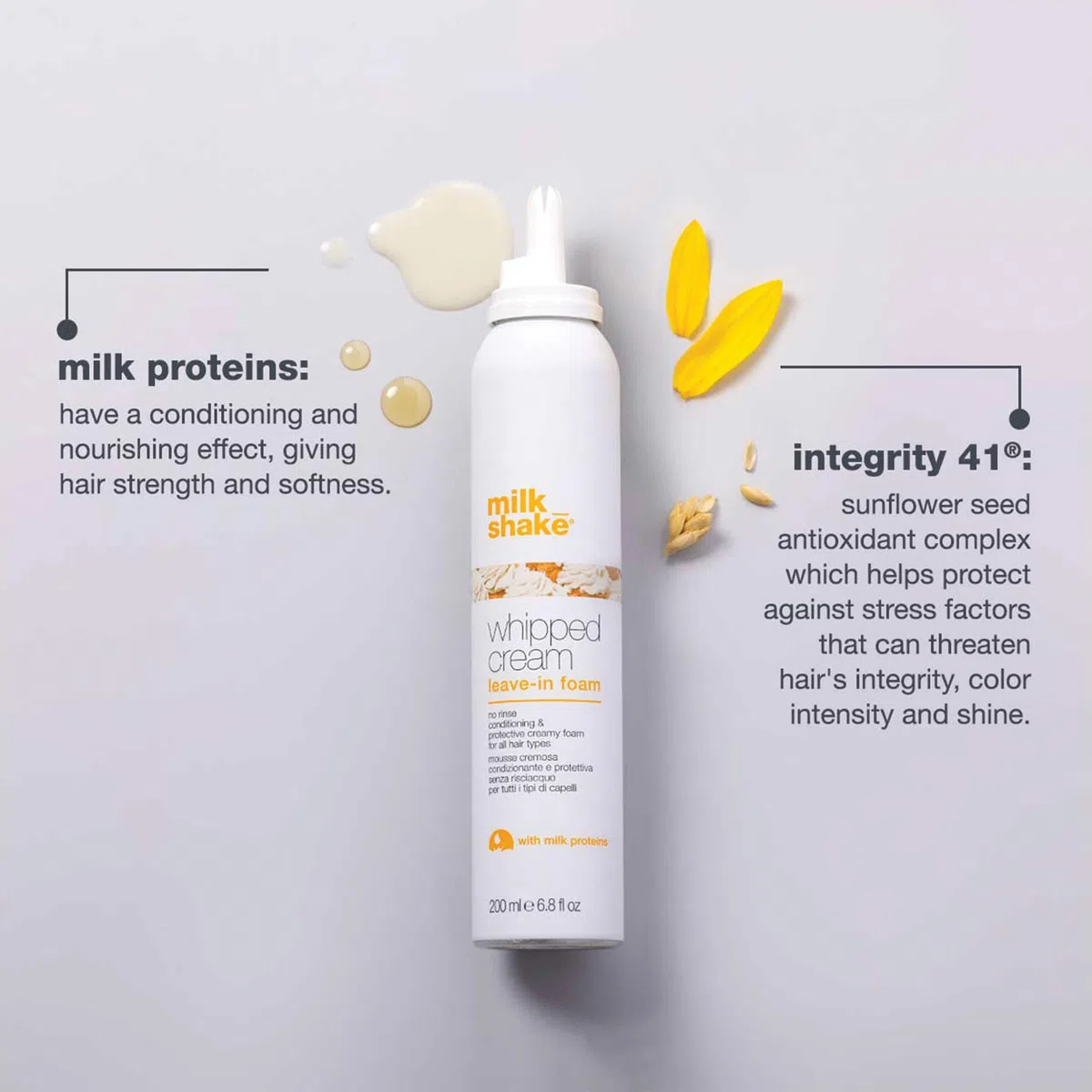 milk_shake | Conditioning Whipped Cream 200 ml, Mousse Leave-In per Capelli Morbidissimi, Made in Italy