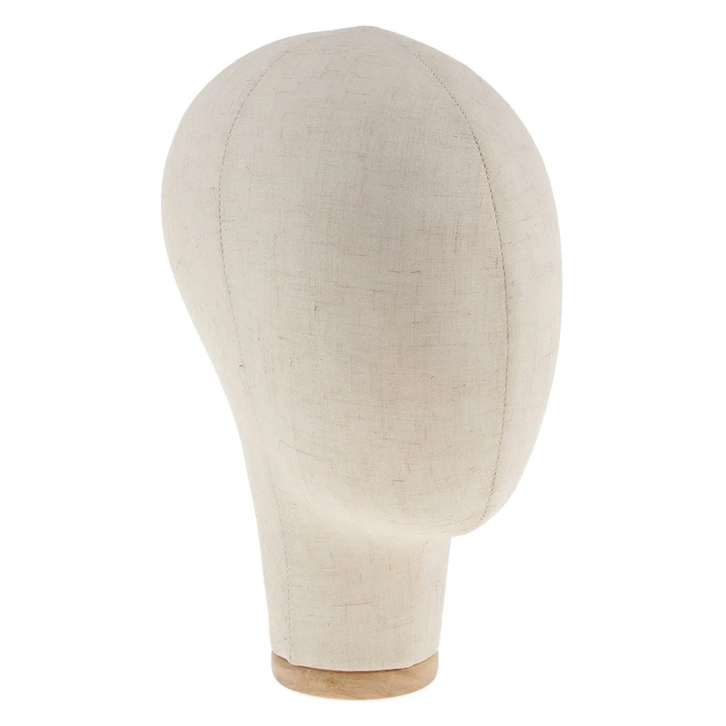 Espositore per Cappelli Da 21 Pollici con Testa di Manichino in Tela Professionale per Parrucca Nero/Beige - Beige