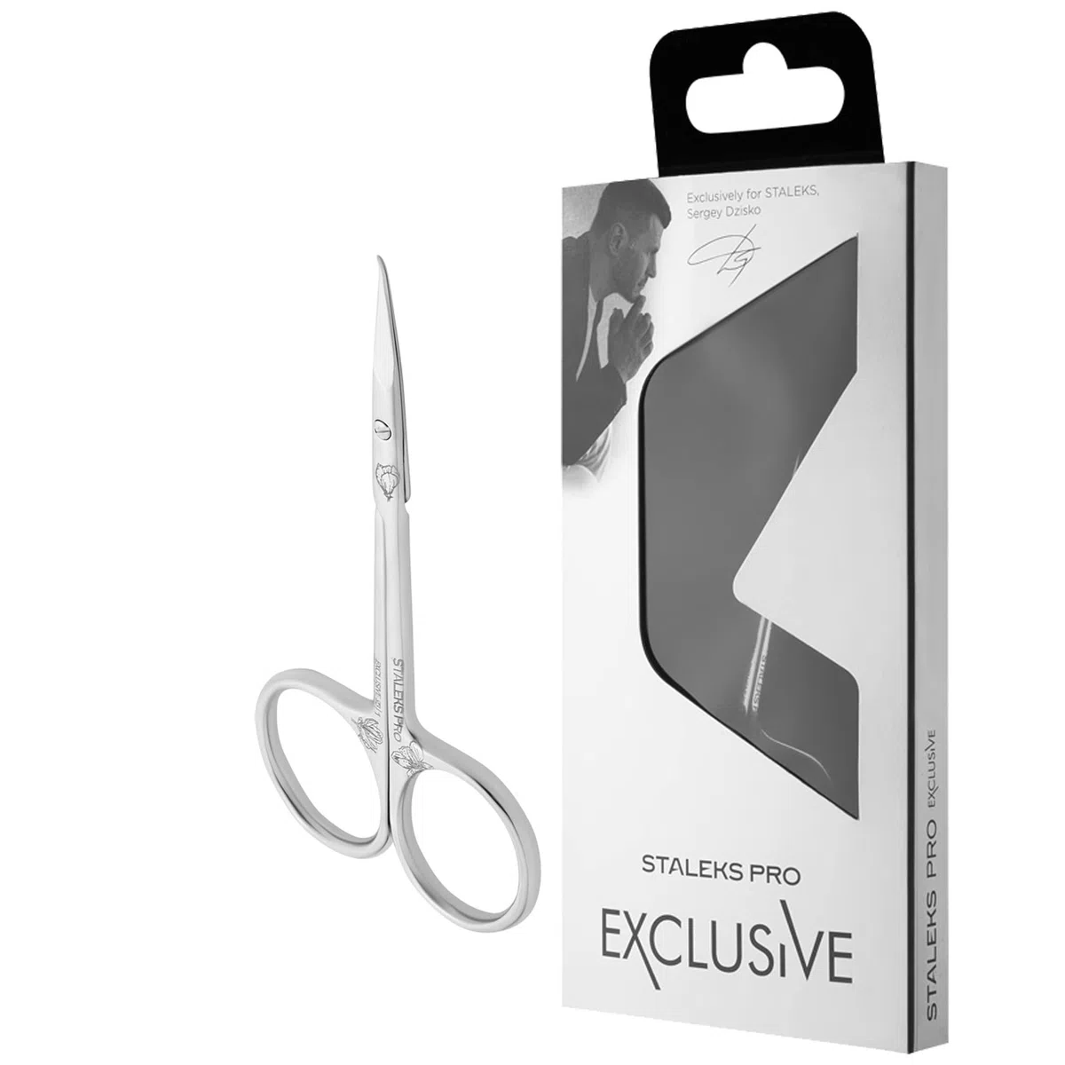 STALEKS PRO - Forbici professionali per pelle cuticole, maniglia dritta, lunghezza impugnatura media "M"(lunghezza lama - 25 mm, forma a gancio) Exclusive 23 TYPE 1 (Design: Zebra) SX-23/1z