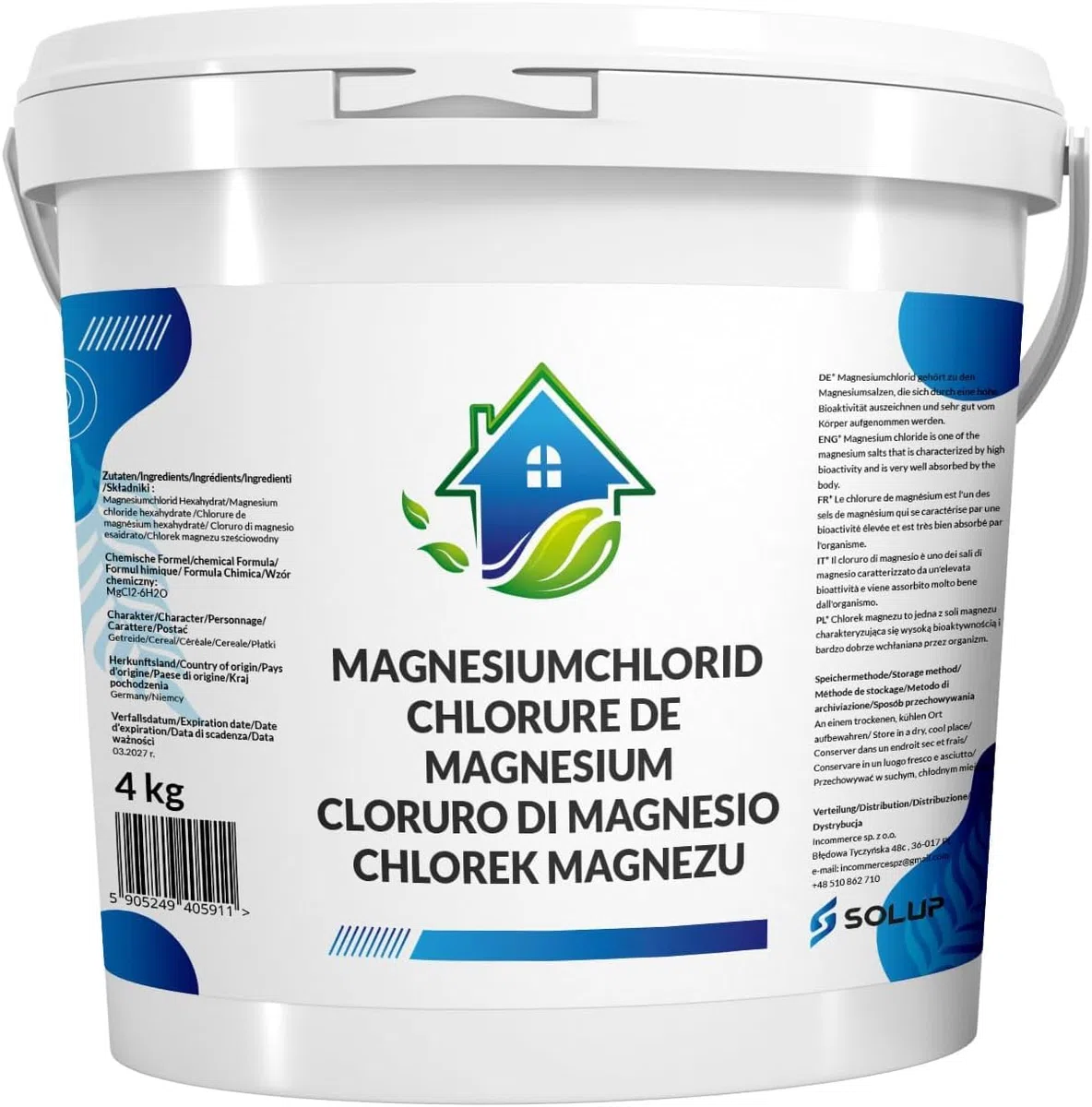 Cloruro di Magnesio Flakes 4kg I Magnesium Cloruro Puro in Fiocchi I Sale da Bagno Esaidratato I Magnesio in Polvere Naturale per Bagno e Benessere (4 kg (1er Pack))