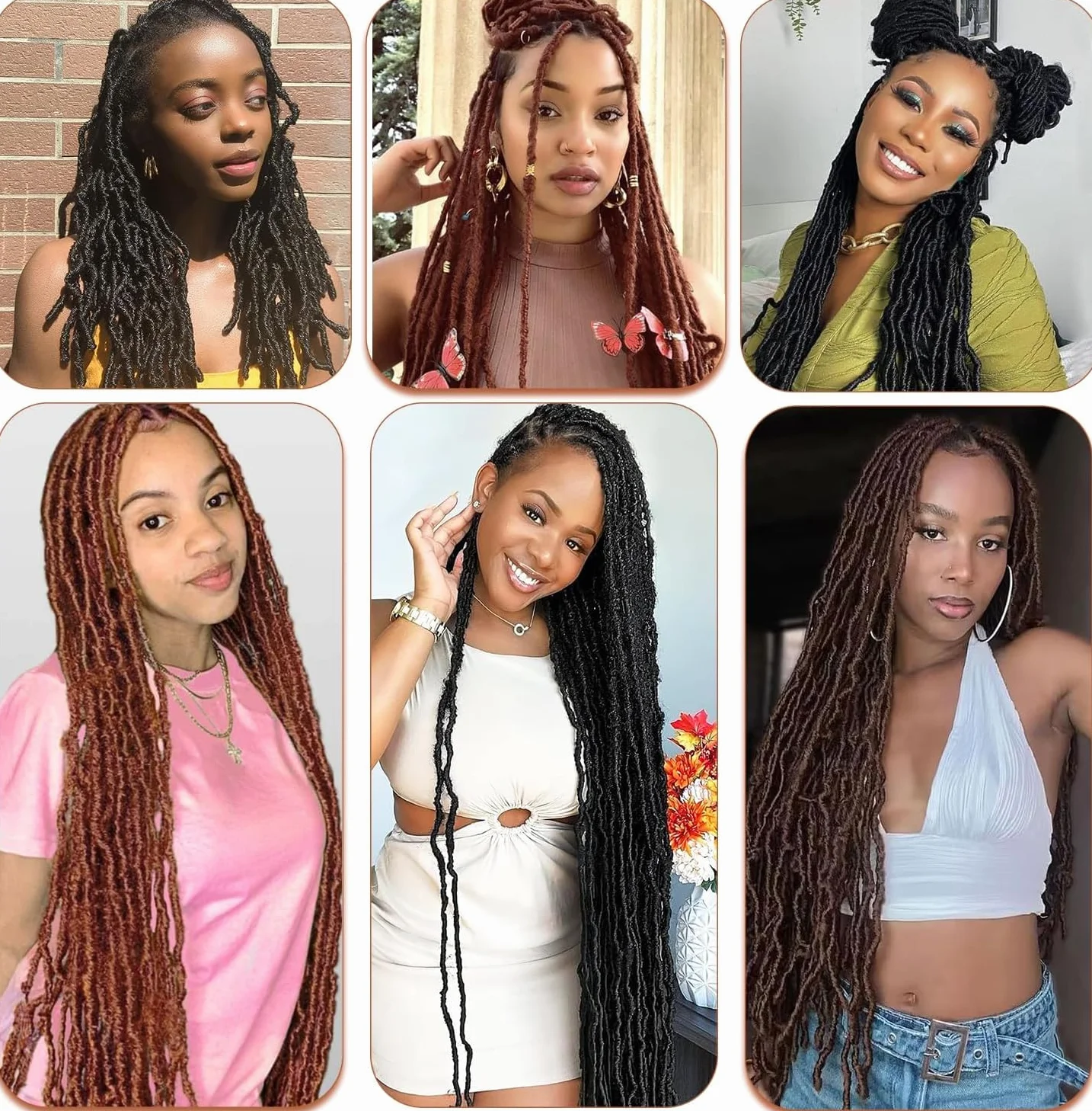 8 confezioni finte Locks Crochet Braids Meches Soft Locs Meches per trecce africane finte locs uncinetto capelli meches ricci per trecce (#1B, 60.9 CM(lotto da 7))